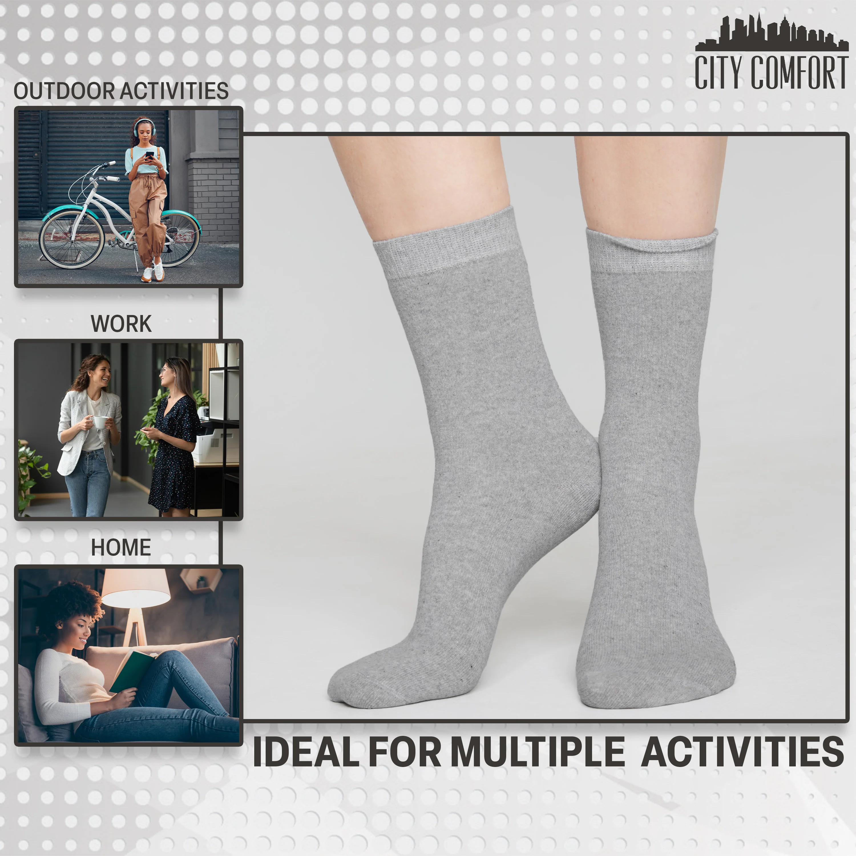 CityComfort Calf Socks for Women and Teenagers - Pack of 12 - Image 23