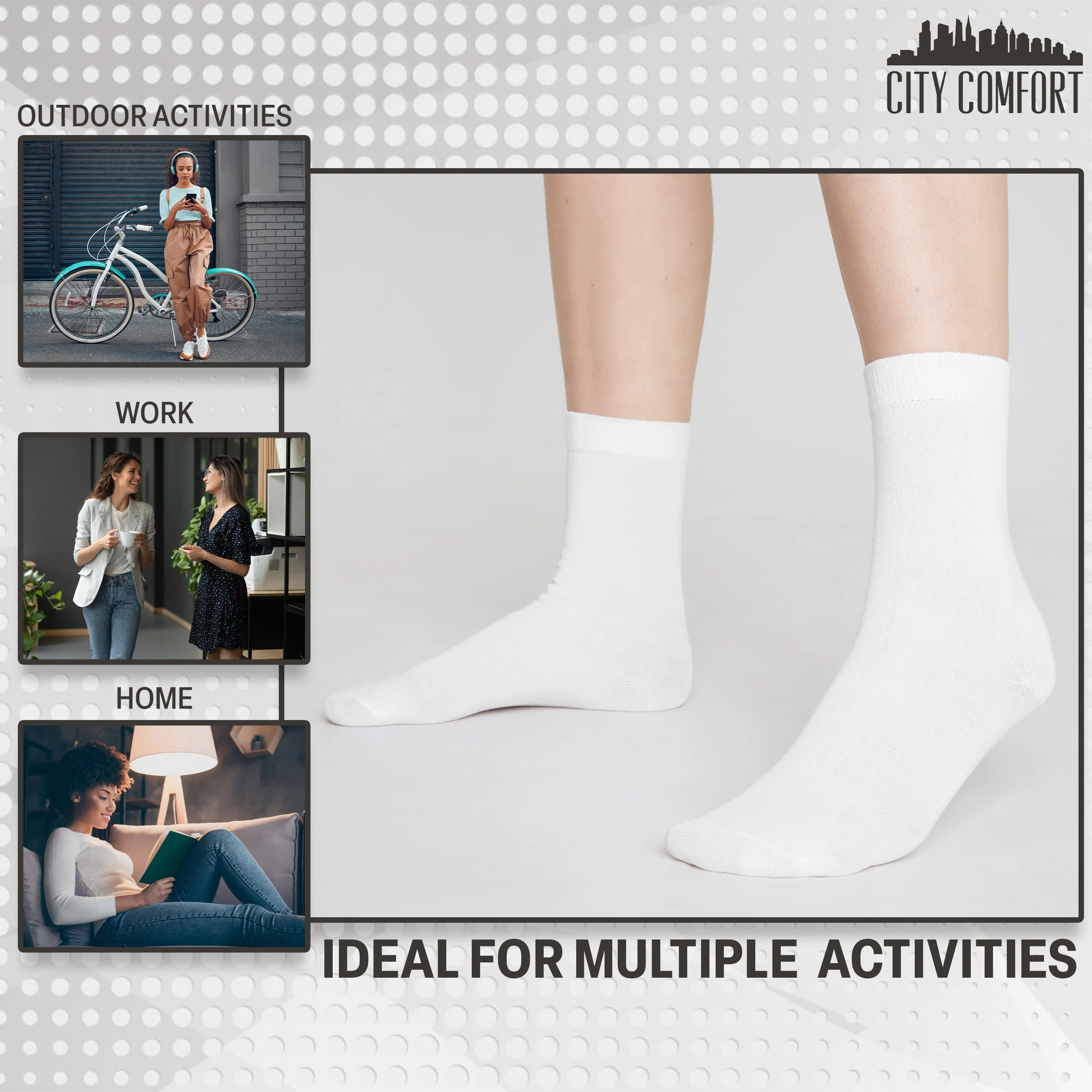 CityComfort Calf Socks for Women and Teenagers - Pack of 12 - Image 5