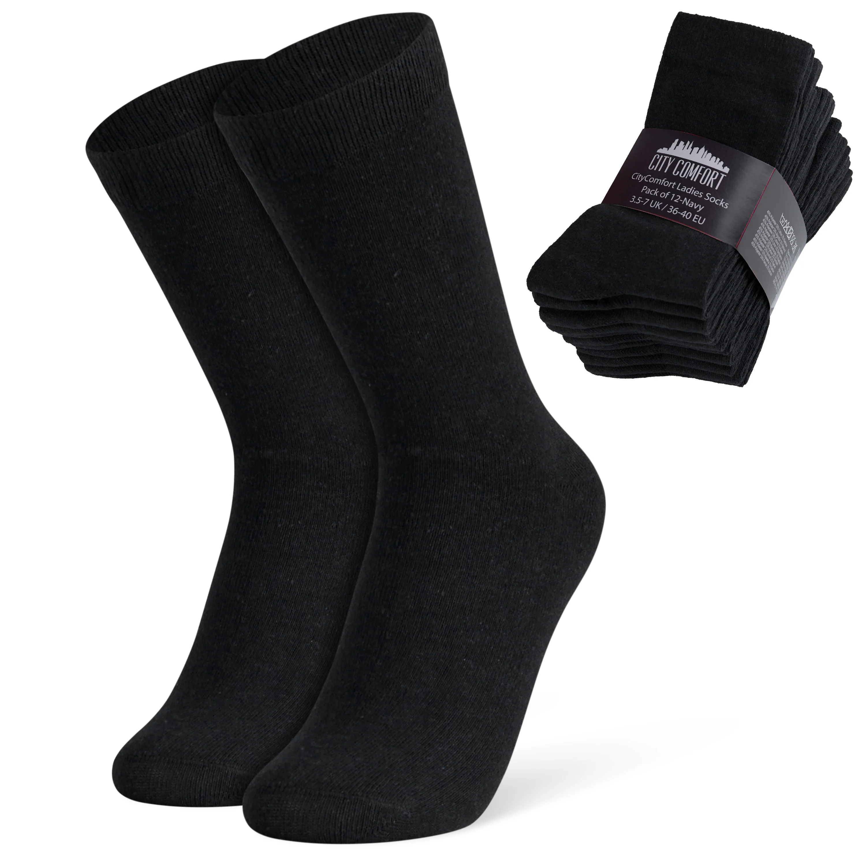 CityComfort Calf Socks for Women and Teenagers - Pack of 12 - Image 8