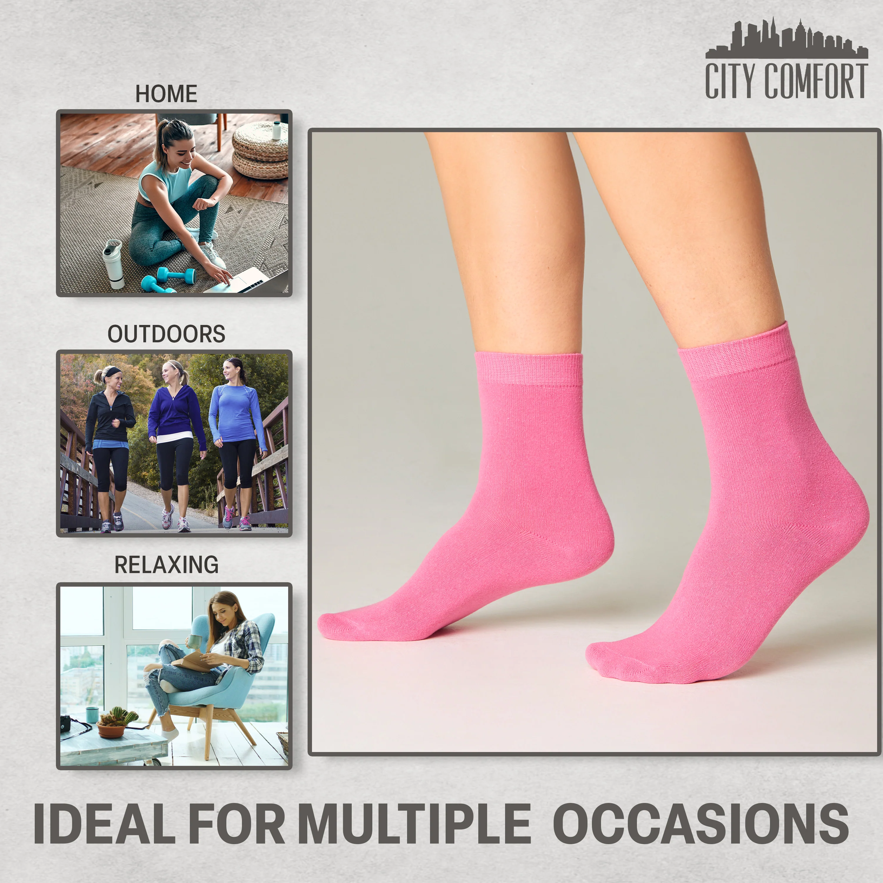 CityComfort Calf Socks for Women and Teenagers - Pack of 6 - Image 10