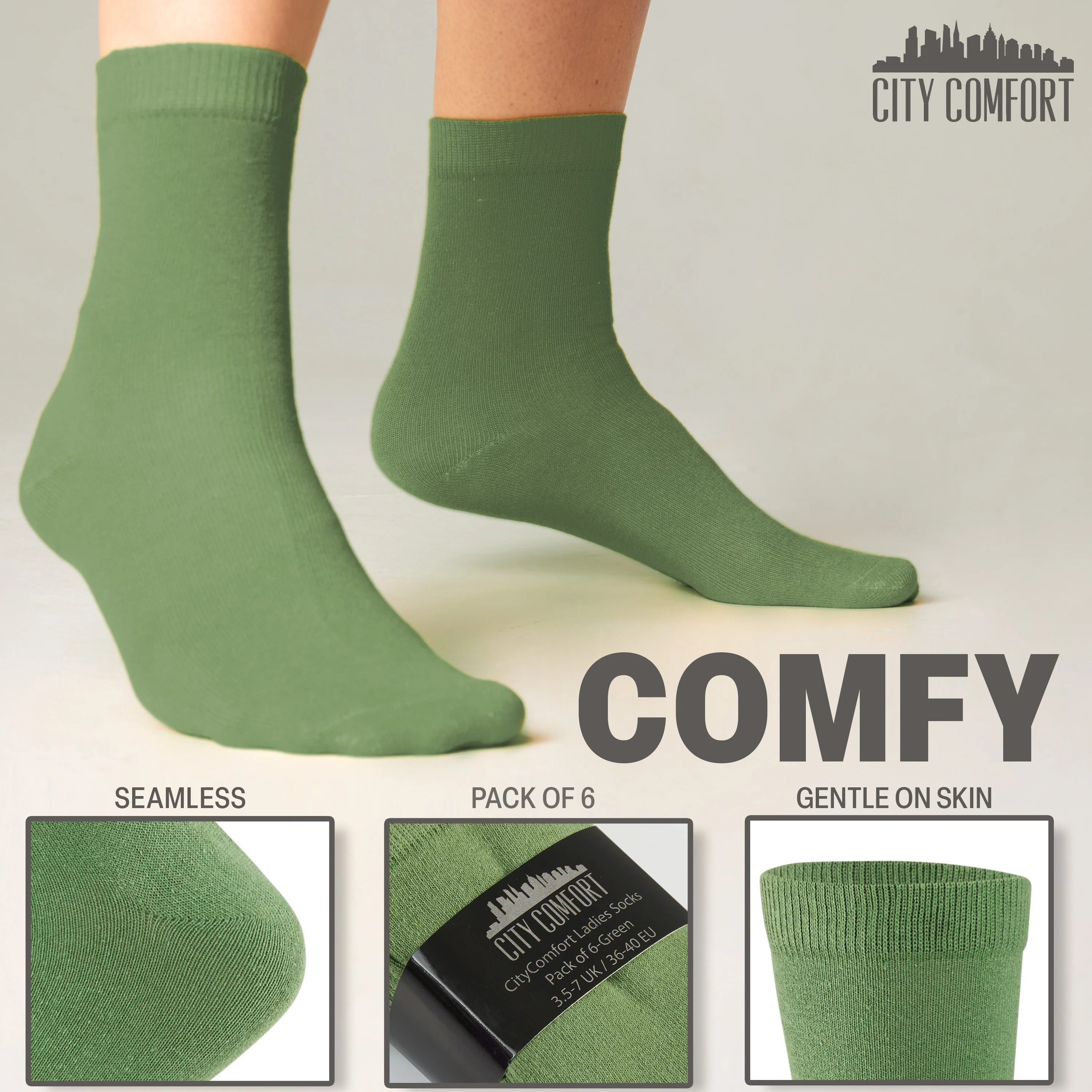 CityComfort Calf Socks for Women and Teenagers - Pack of 6 - Image 15