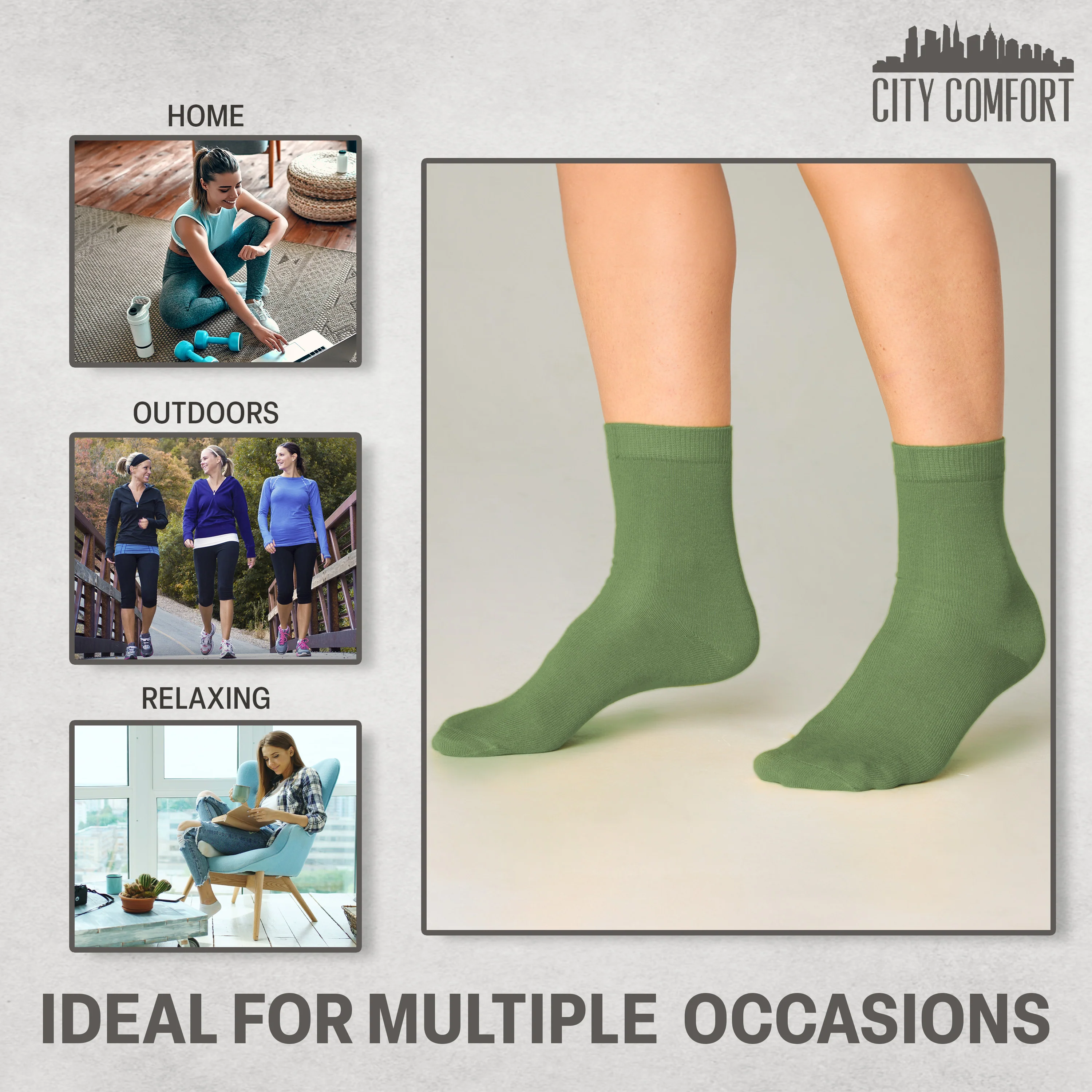 CityComfort Calf Socks for Women and Teenagers - Pack of 6 - Image 16