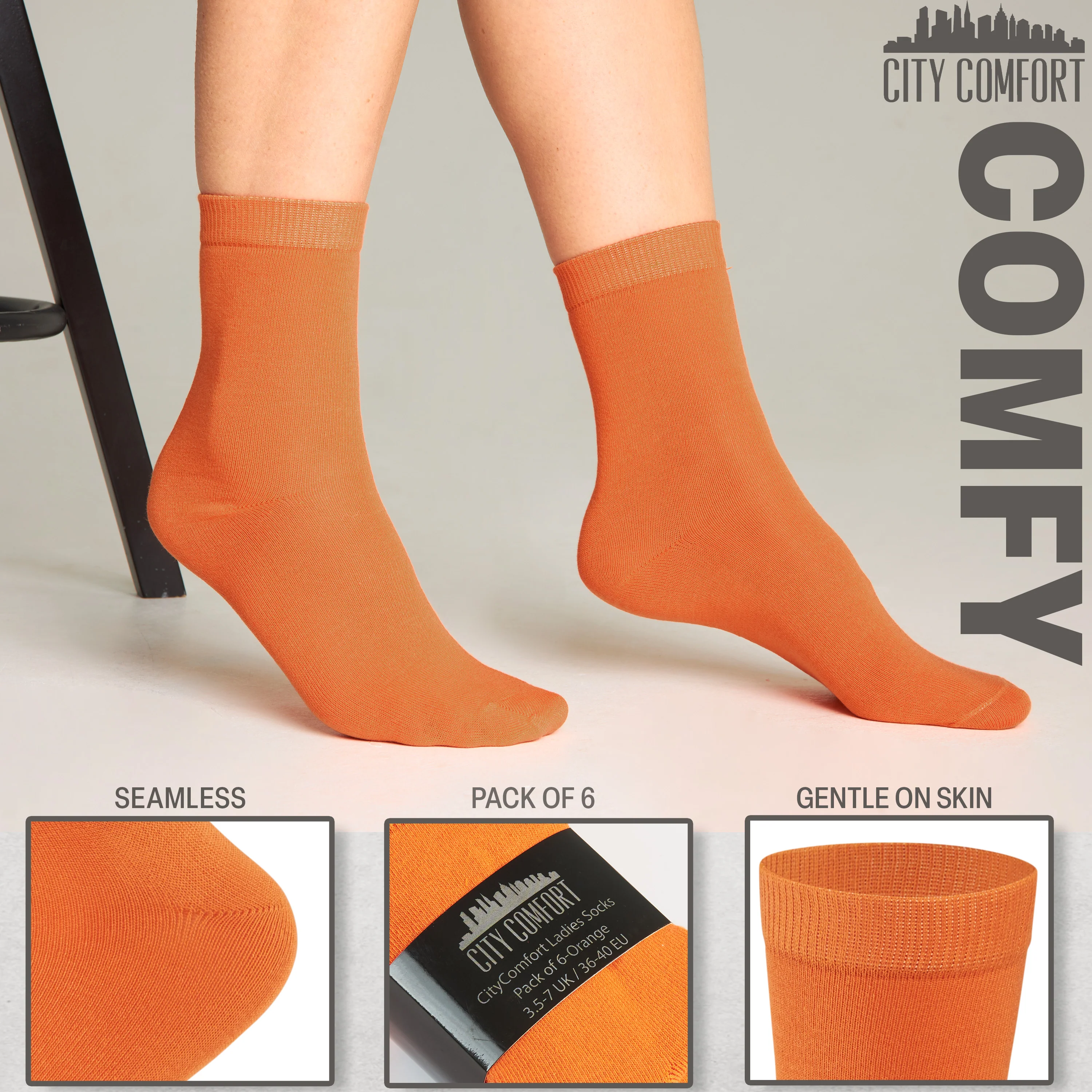 CityComfort Calf Socks for Women and Teenagers - Pack of 6 - Image 21