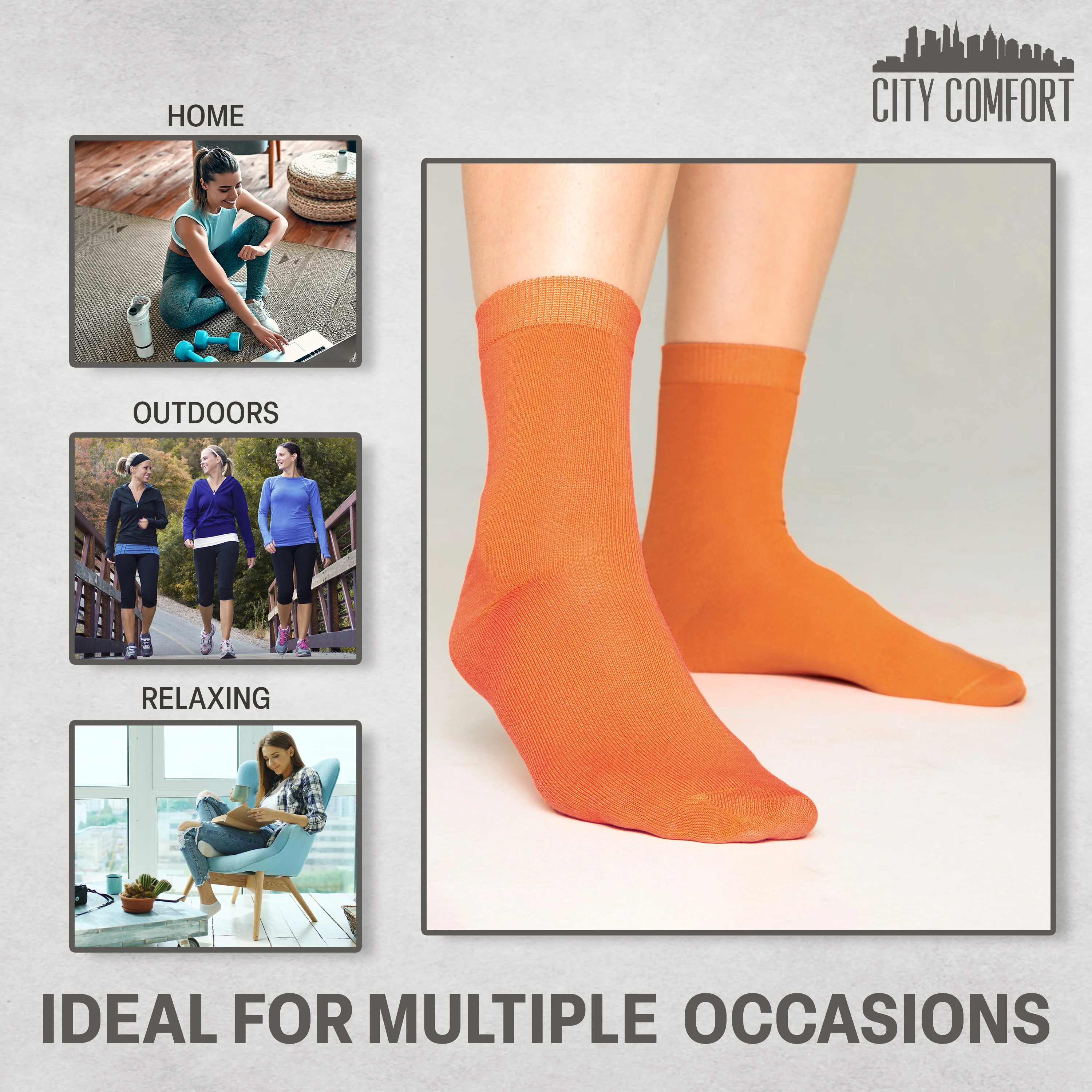 CityComfort Calf Socks for Women and Teenagers - Pack of 6 - Image 22