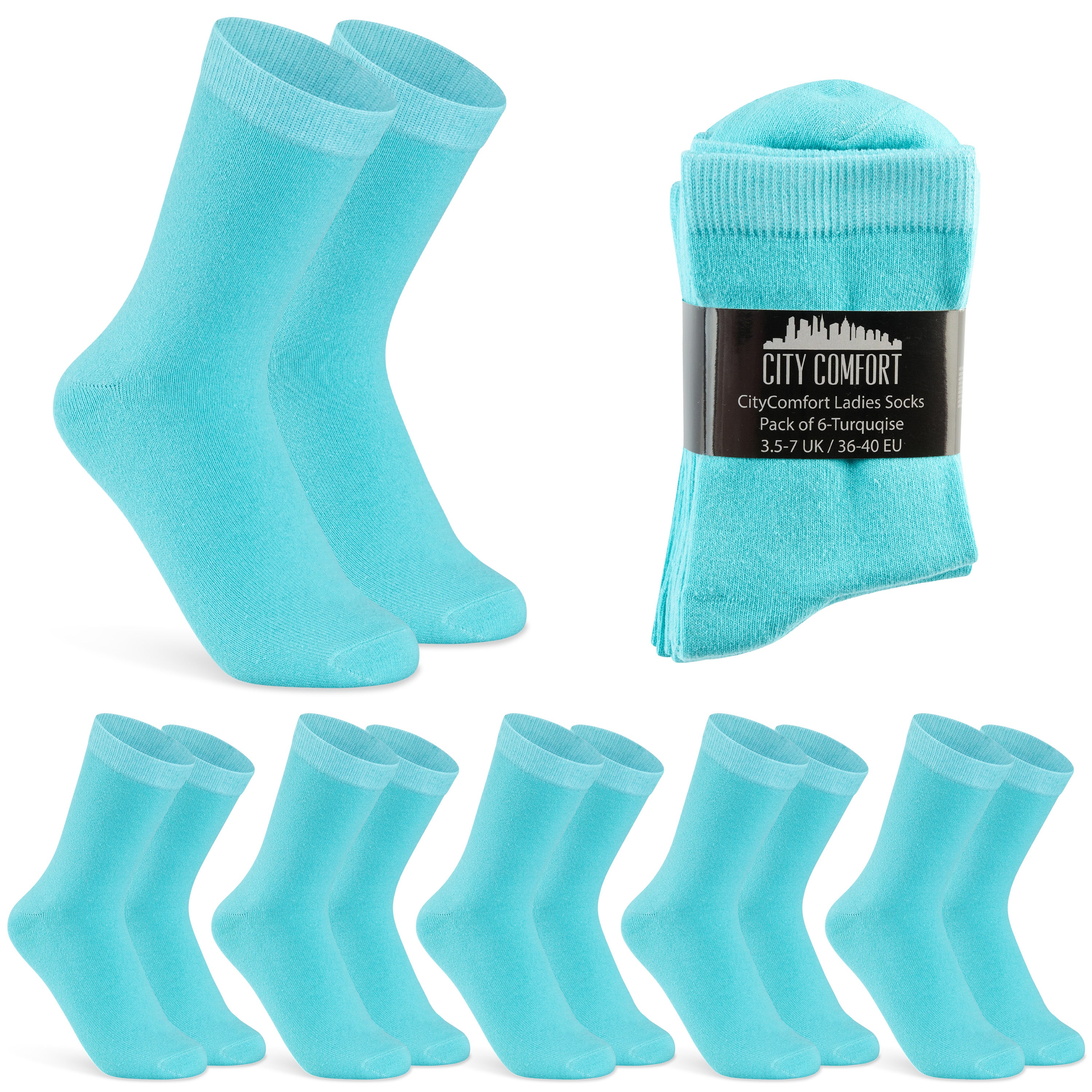 CityComfort Calf Socks for Women and Teenagers - Pack of 6 - Image 25