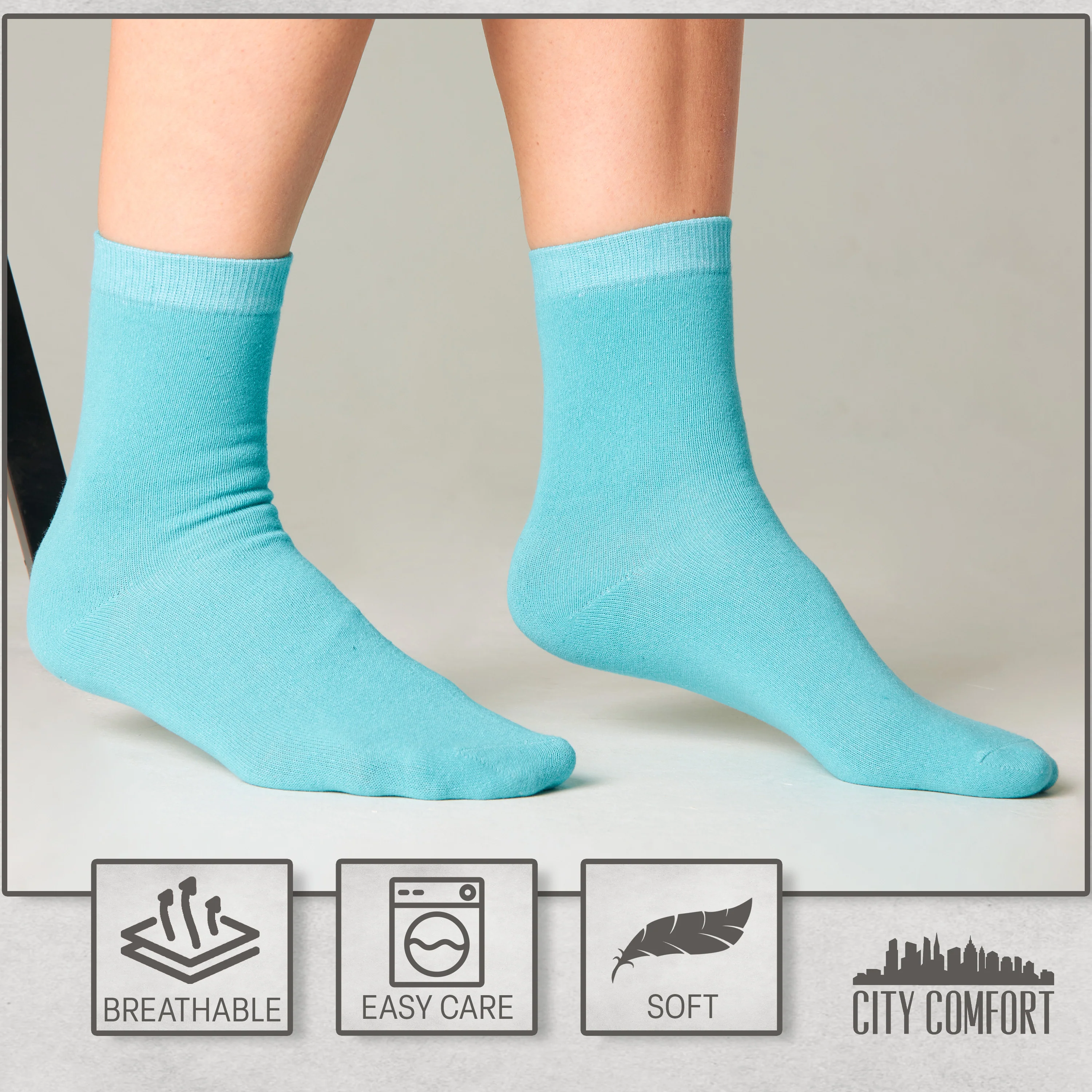 CityComfort Calf Socks for Women and Teenagers - Pack of 6 - Image 29