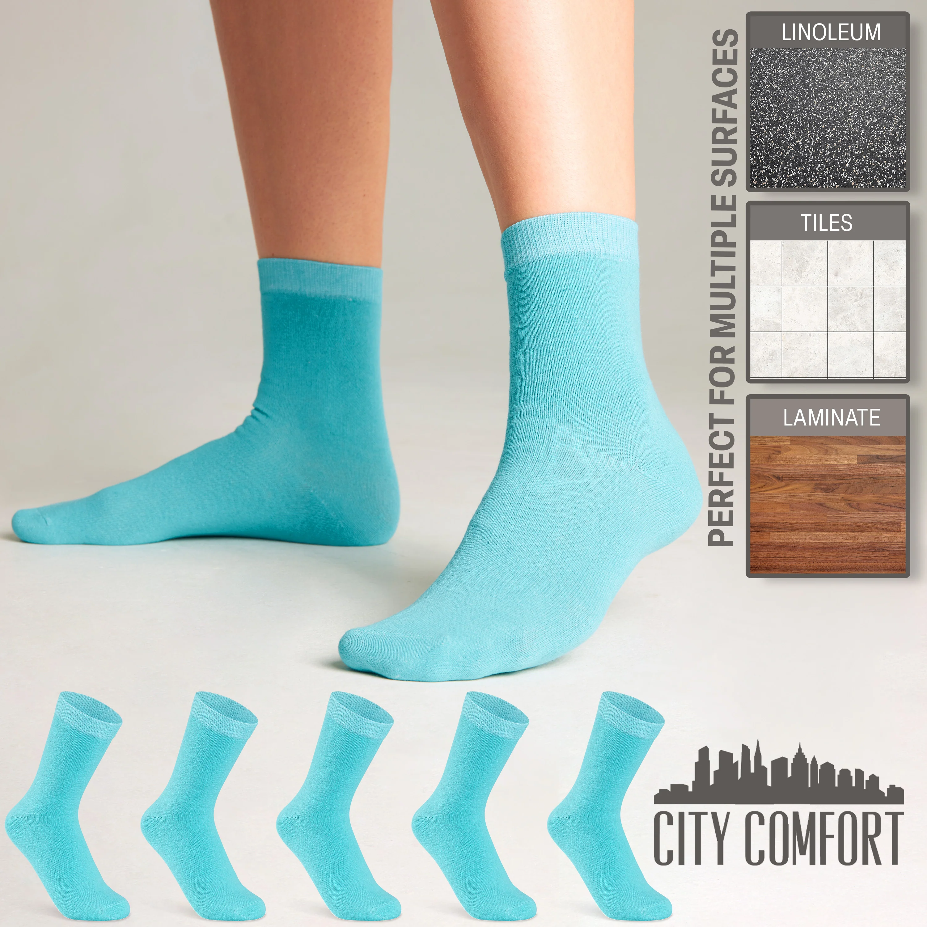 CityComfort Calf Socks for Women and Teenagers - Pack of 6 - Image 30