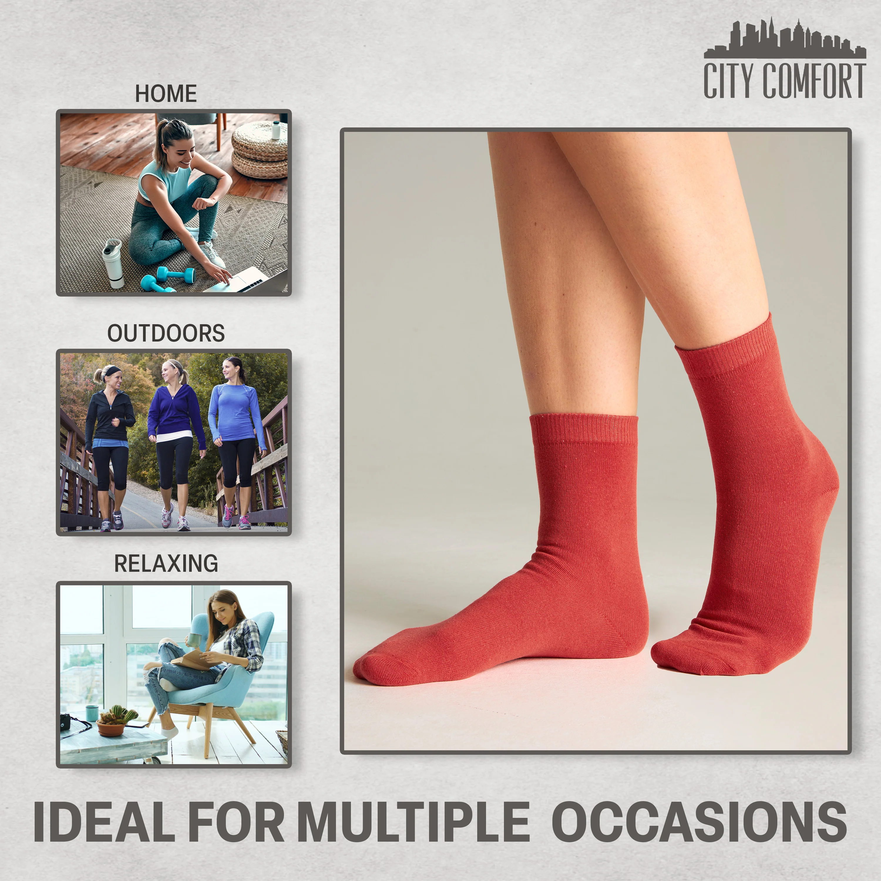 CityComfort Calf Socks for Women and Teenagers - Pack of 6 - Image 34