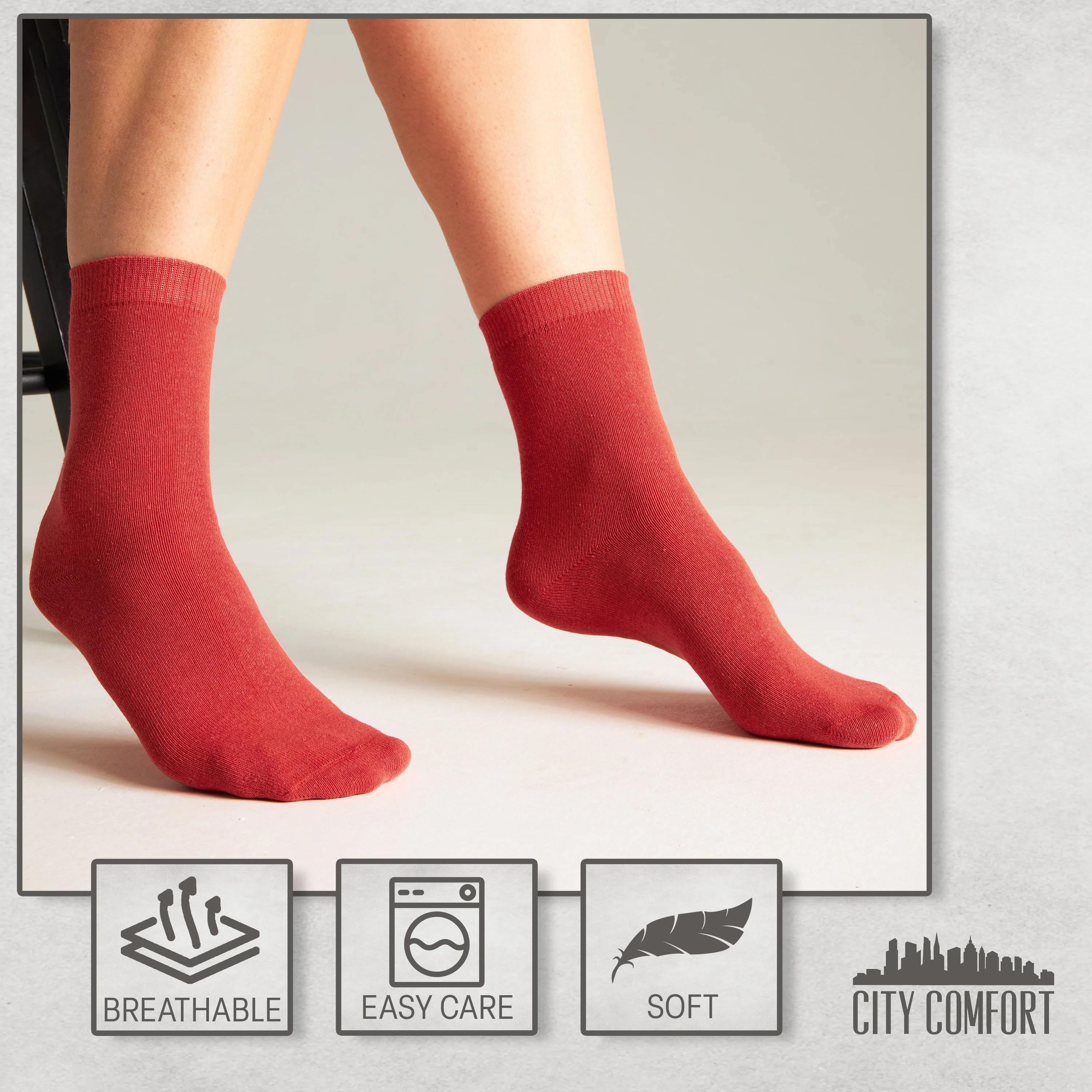 CityComfort Calf Socks for Women and Teenagers - Pack of 6 - Image 35