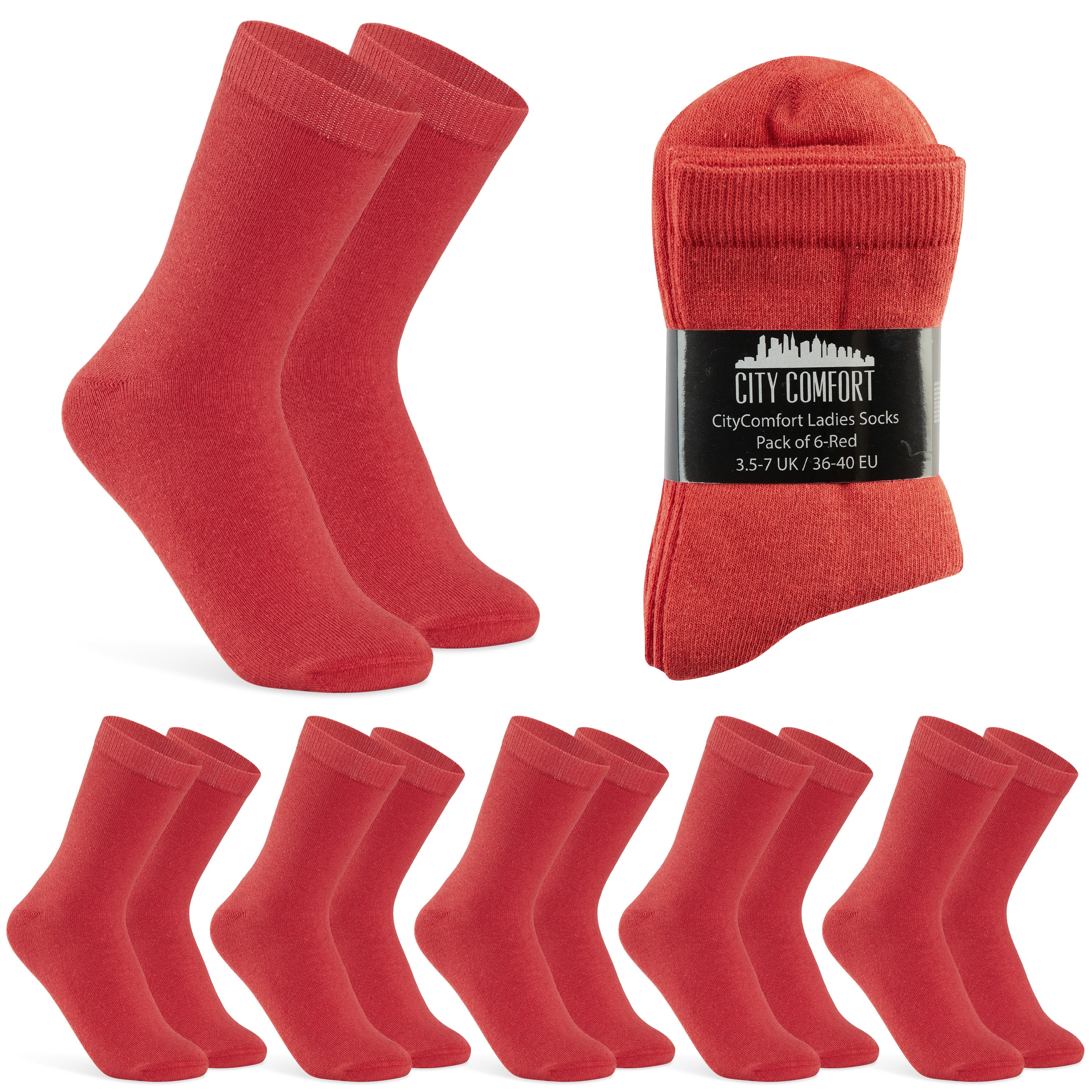 CityComfort Calf Socks for Women and Teenagers - Pack of 6 - Image 37