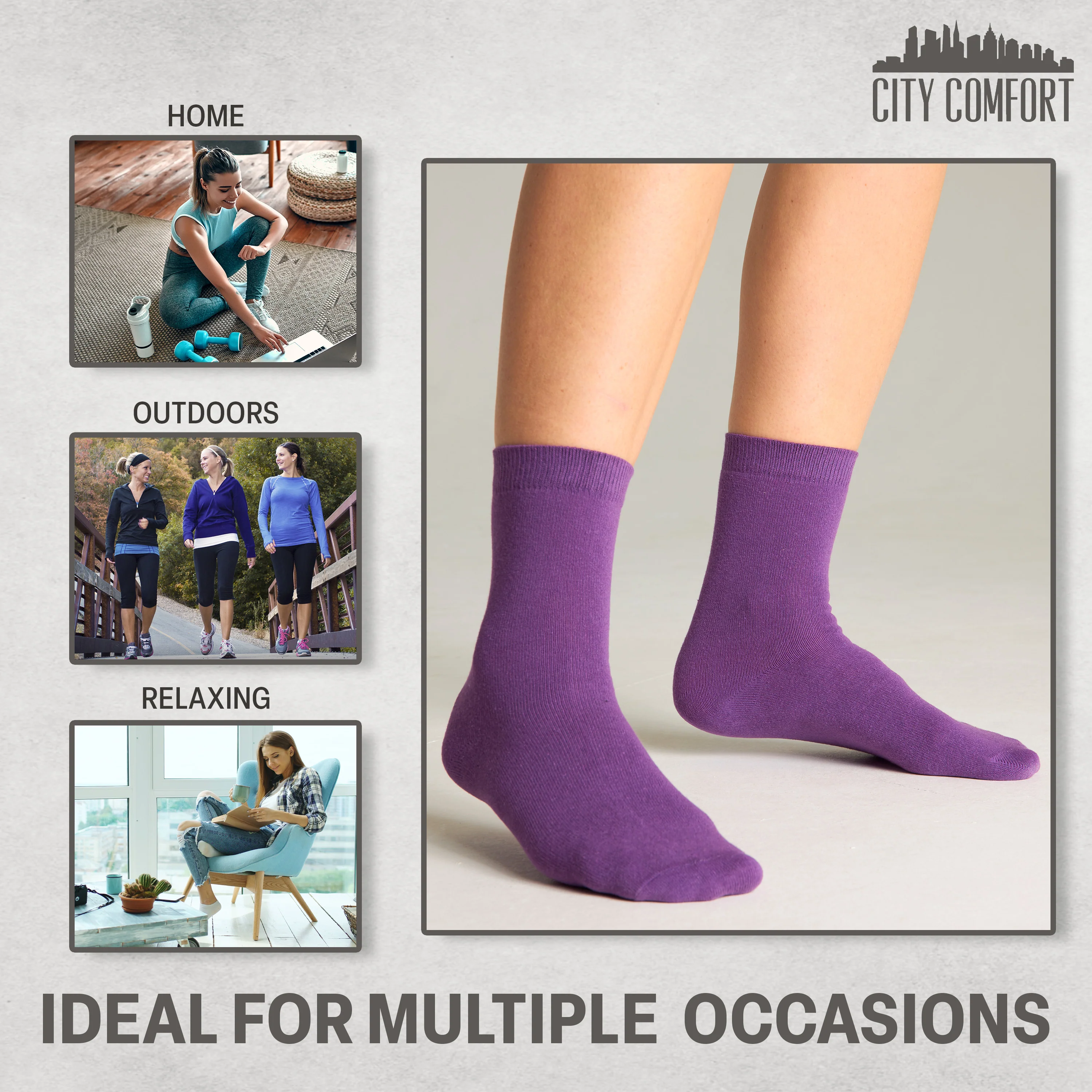 CityComfort Calf Socks for Women and Teenagers - Pack of 6 - Image 4