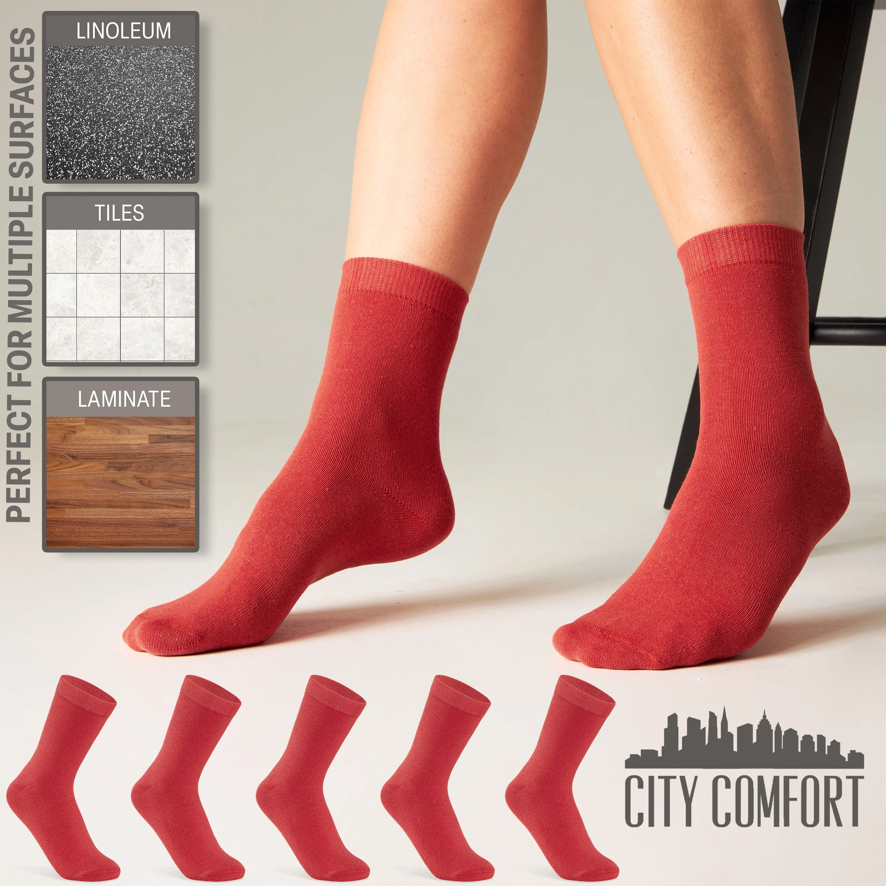 CityComfort Calf Socks for Women and Teenagers - Pack of 6 - Image 42