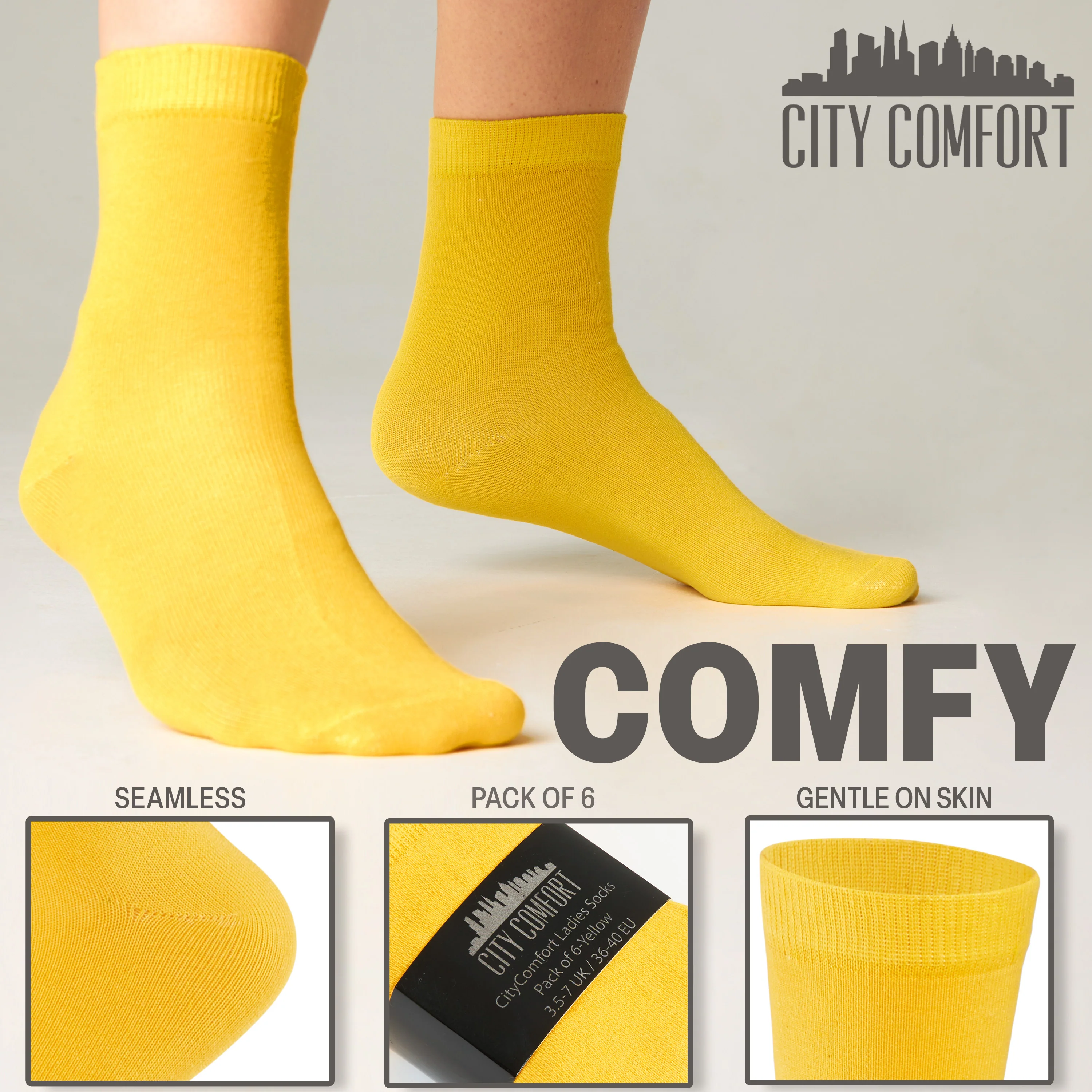CityComfort Calf Socks for Women and Teenagers - Pack of 6 - Image 45