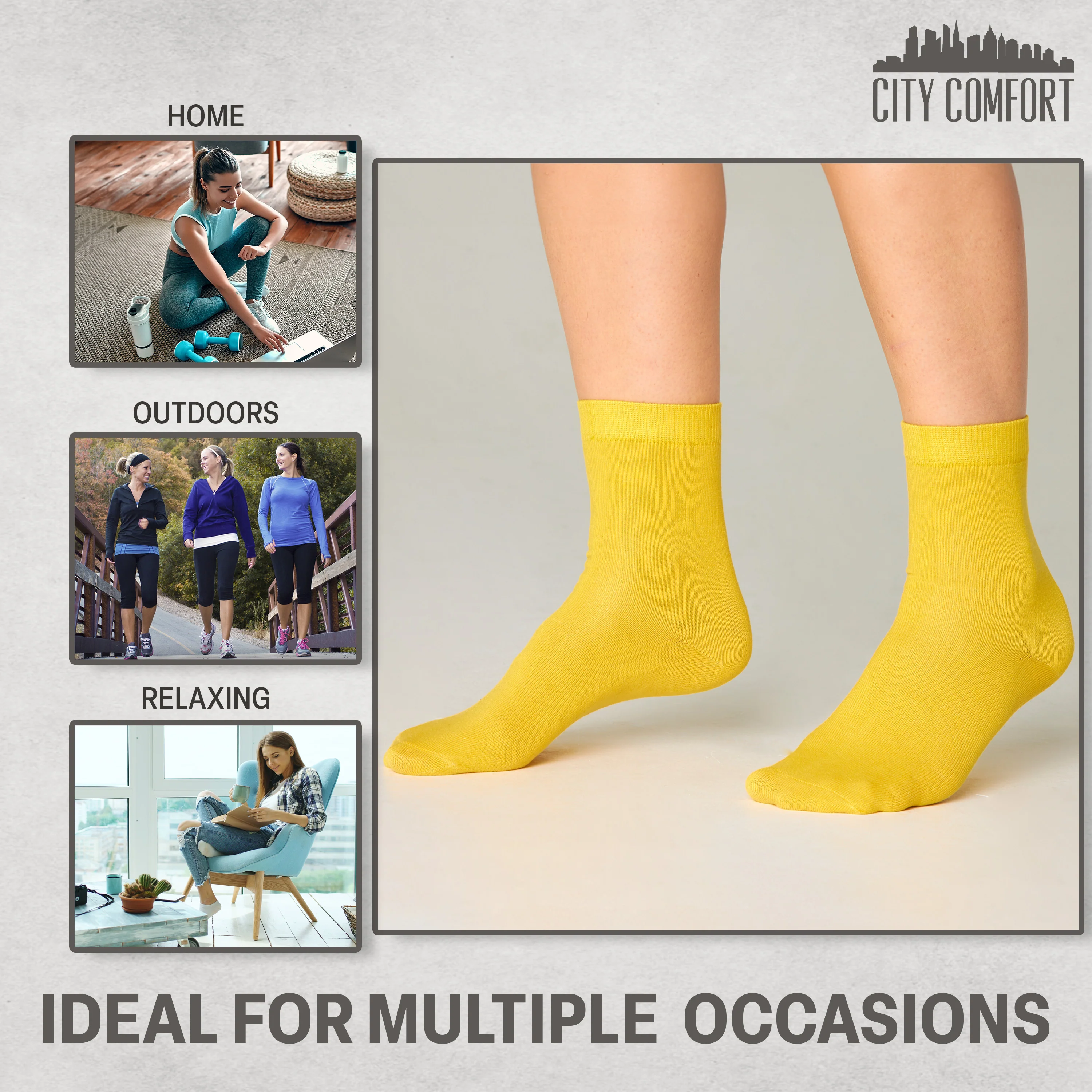 CityComfort Calf Socks for Women and Teenagers - Pack of 6 - Image 46
