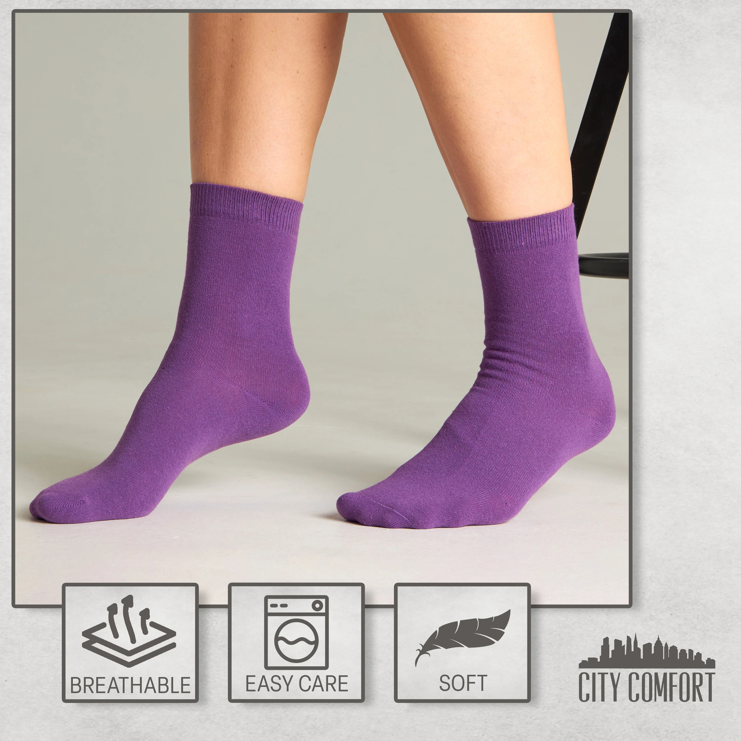 CityComfort Calf Socks for Women and Teenagers - Pack of 6 - Image 5