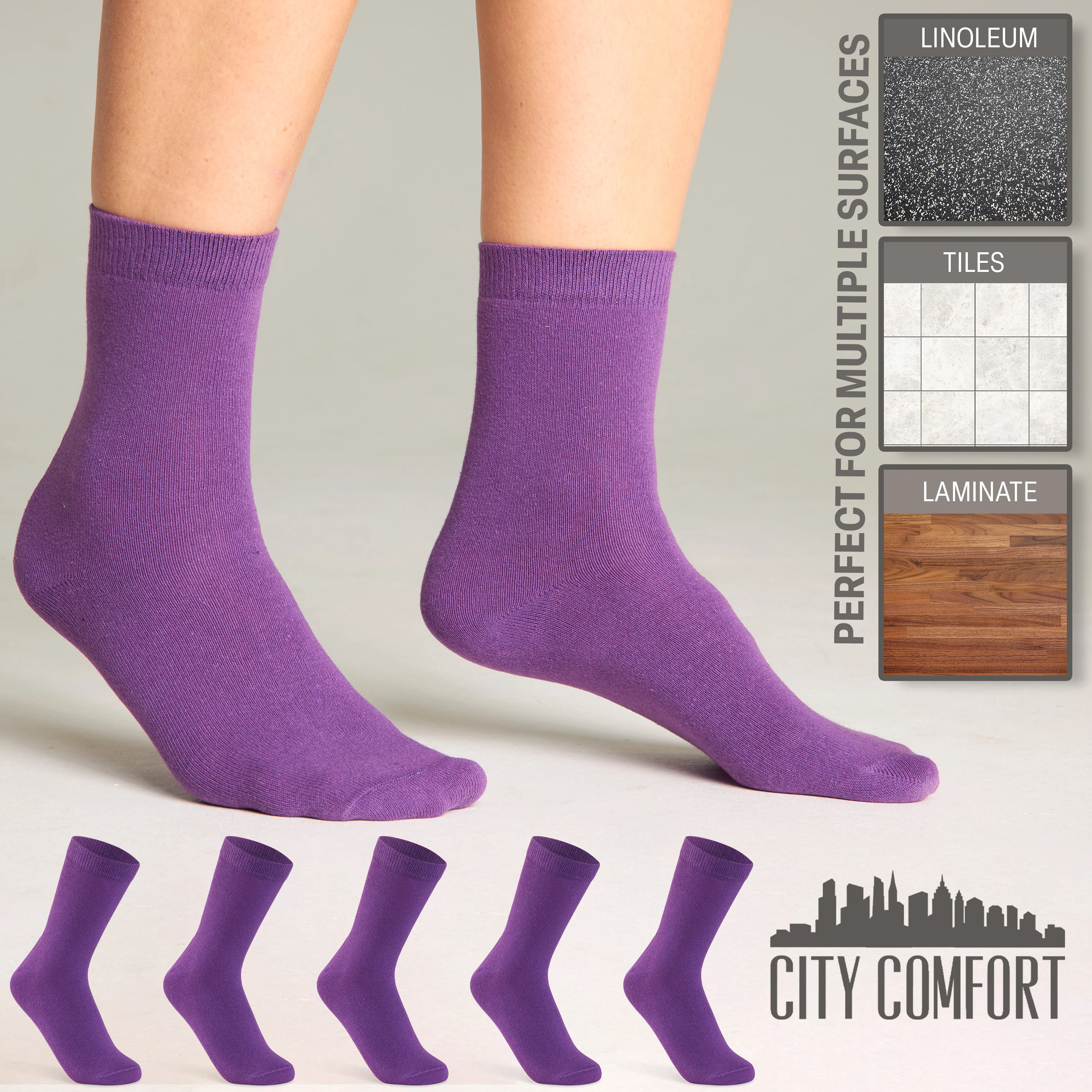 CityComfort Calf Socks for Women and Teenagers - Pack of 6 - Image 6