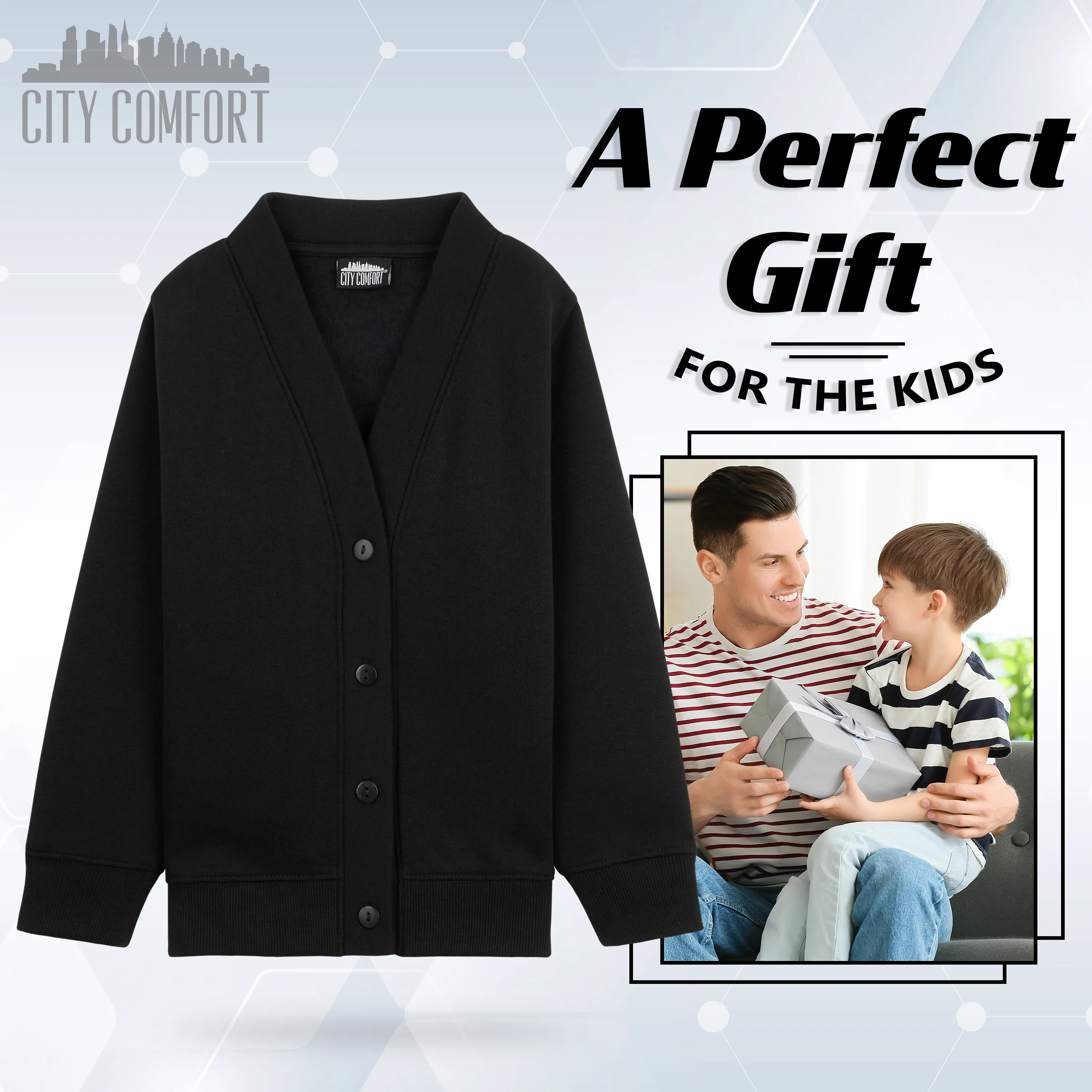 CityComfort Cardigan for Girls and Boys, 1 Pack - Plain Button Down Cardigan - Image 10