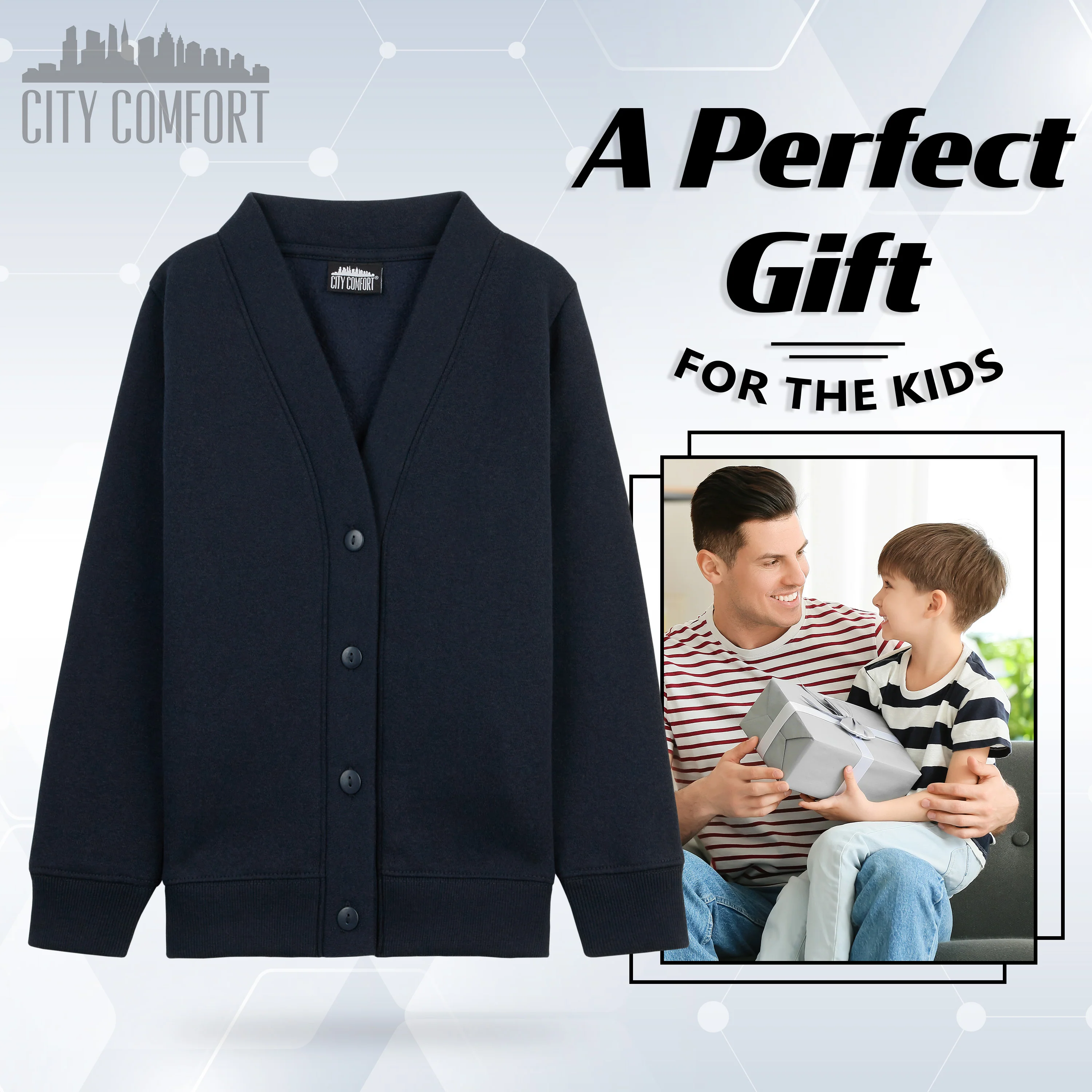 CityComfort Cardigan for Girls and Boys, 1 Pack - Plain Button Down Cardigan - Image 4