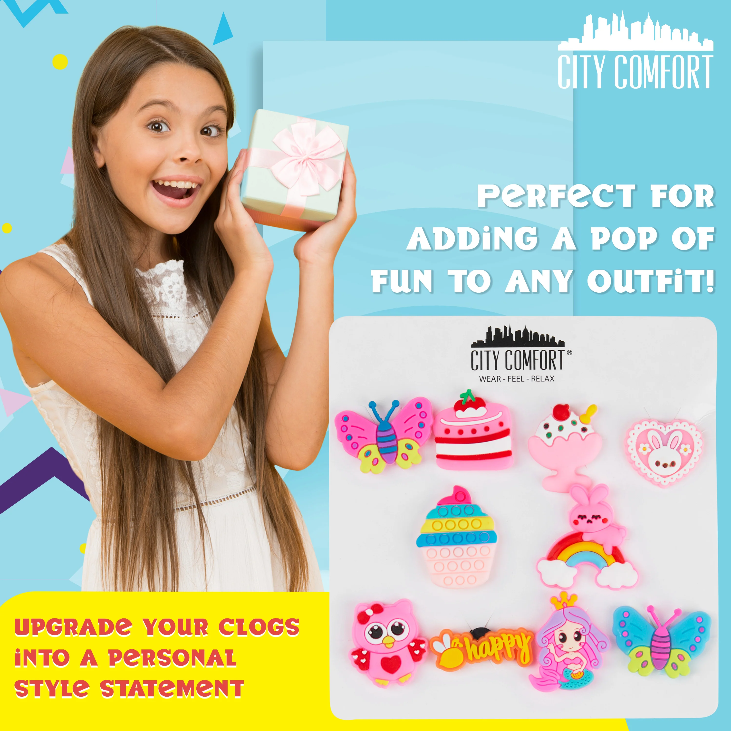 CityComfort Clog Charms, Cute Shoe Decoration Charms Pack of 10 - PINK - Image 3