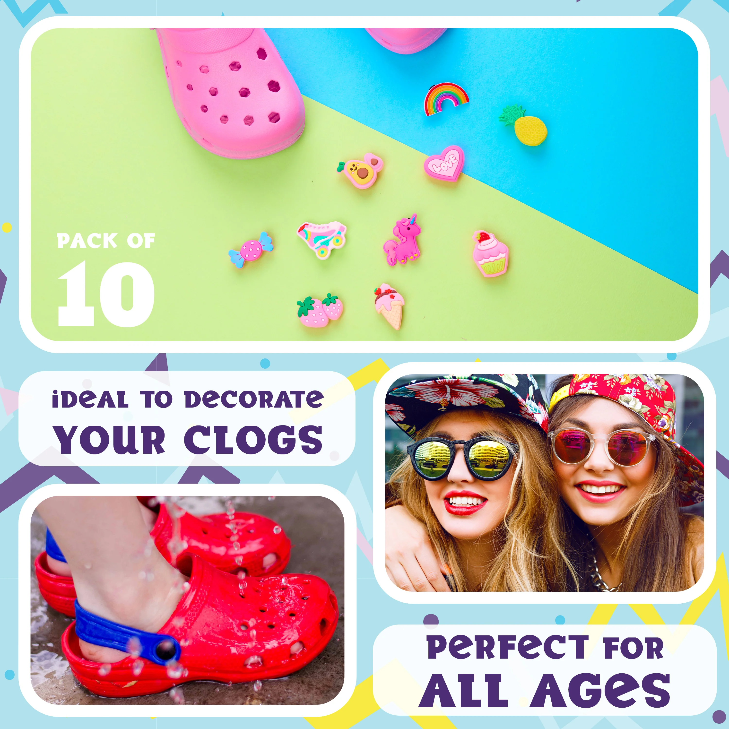CityComfort Charms for Clogs, Cute Shoe Decoration Charms Pack of 10 Girls Gifts - Image 5
