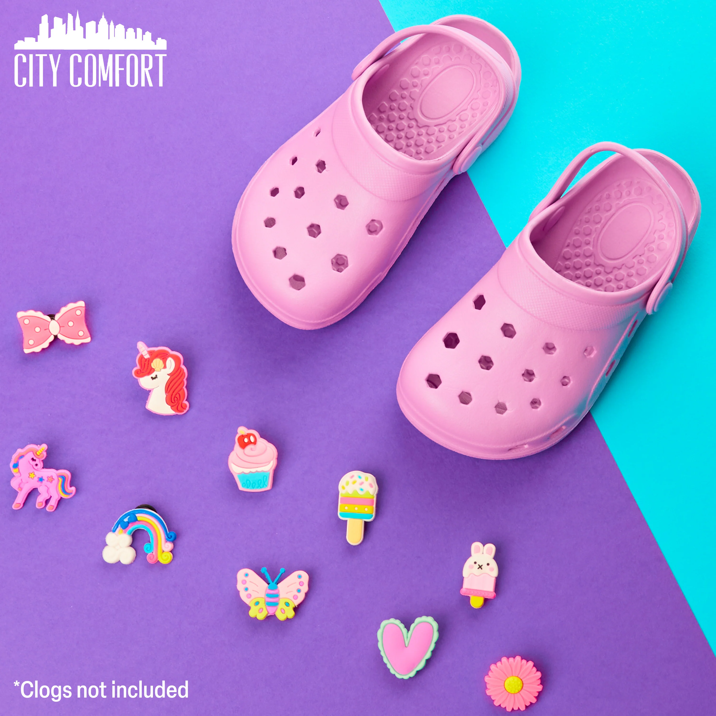 CityComfort Clog Charms, Cute Shoe Decoration Charms Pack of 10 - PINK/PURPLE - Image 2