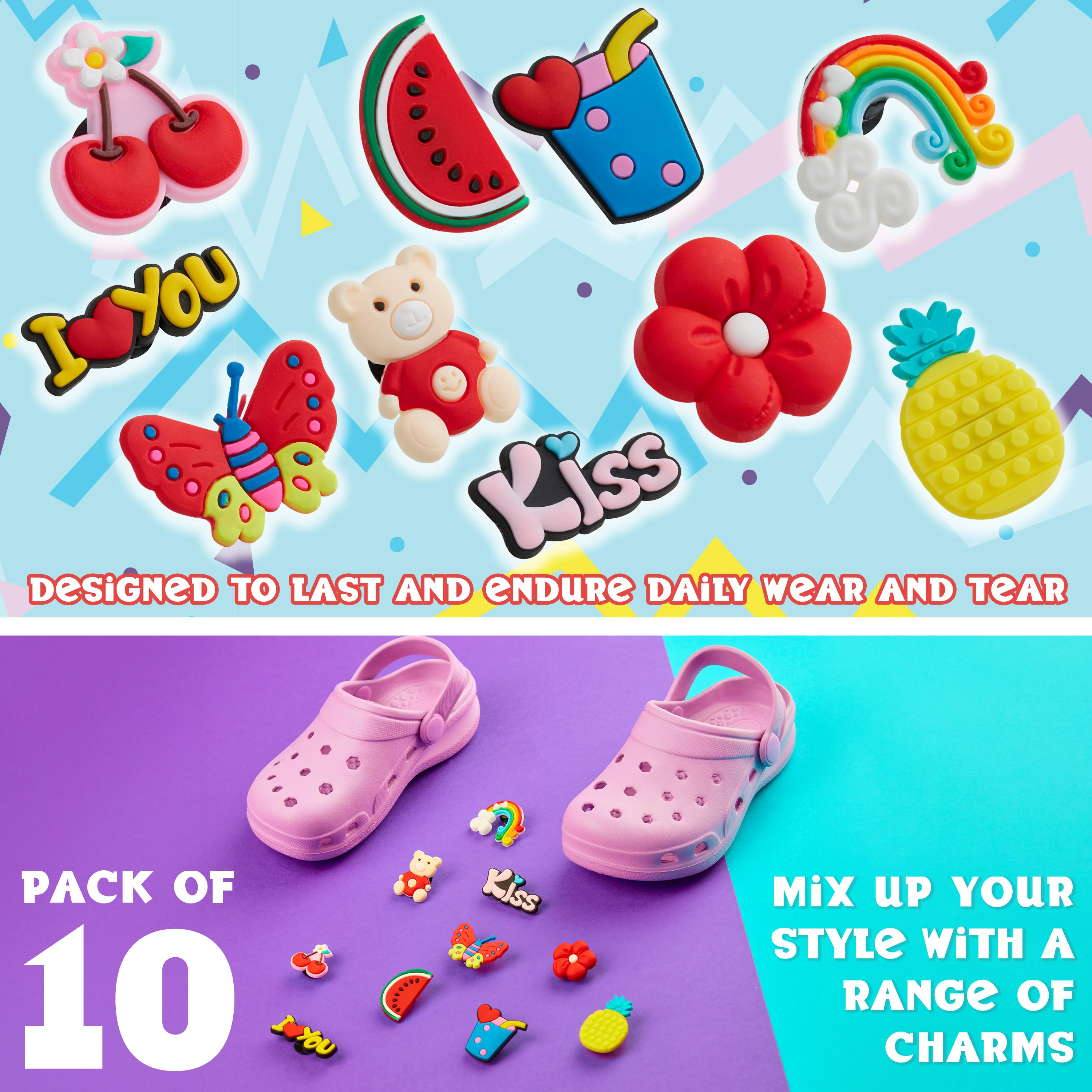 CityComfort Clog Charms, Cute Shoe Decoration Charms Pack of 10 - RED - Image 6