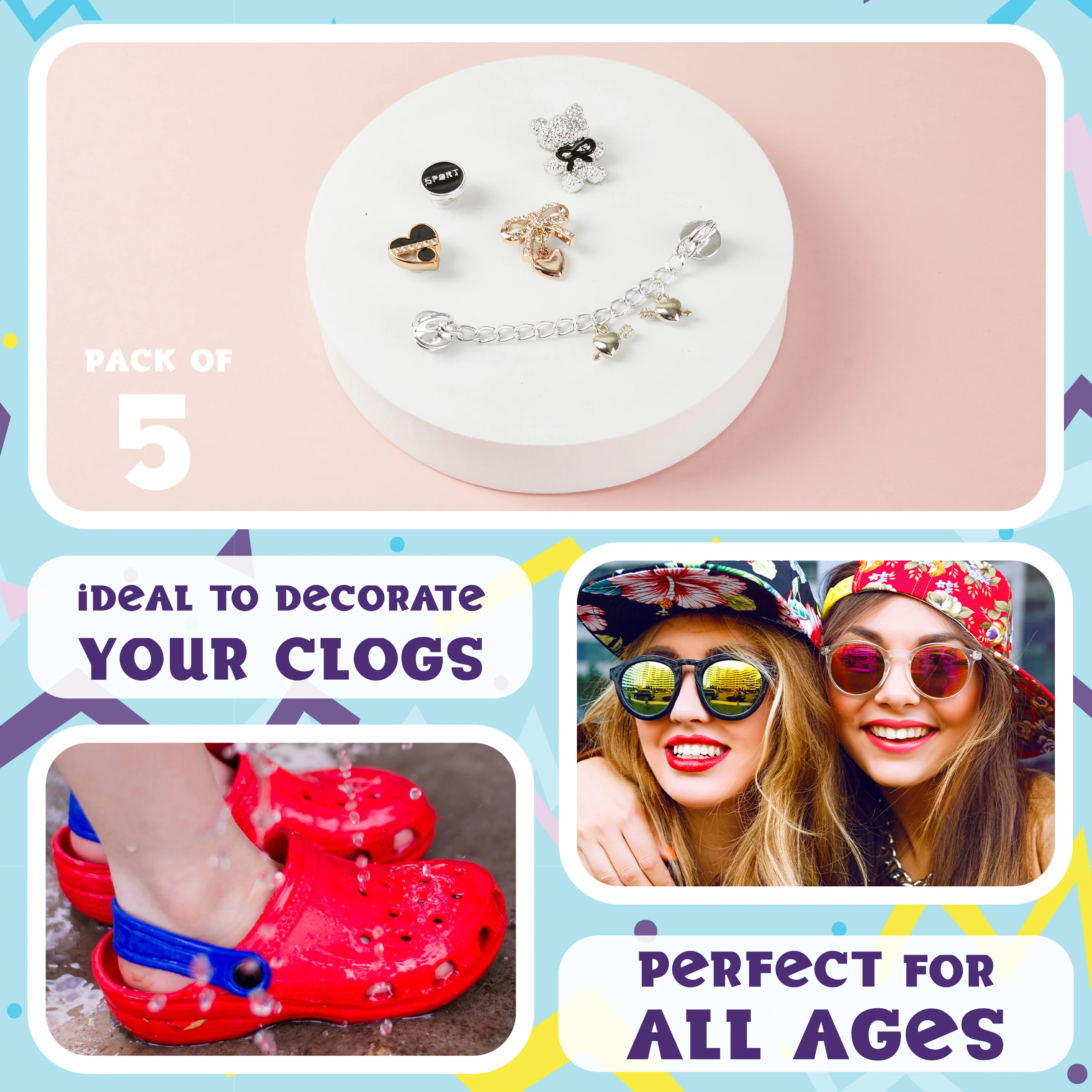 CityComfort Clog Charms, Mixed Shoe Decoration Charms Clog Chains Multipack - Image 5
