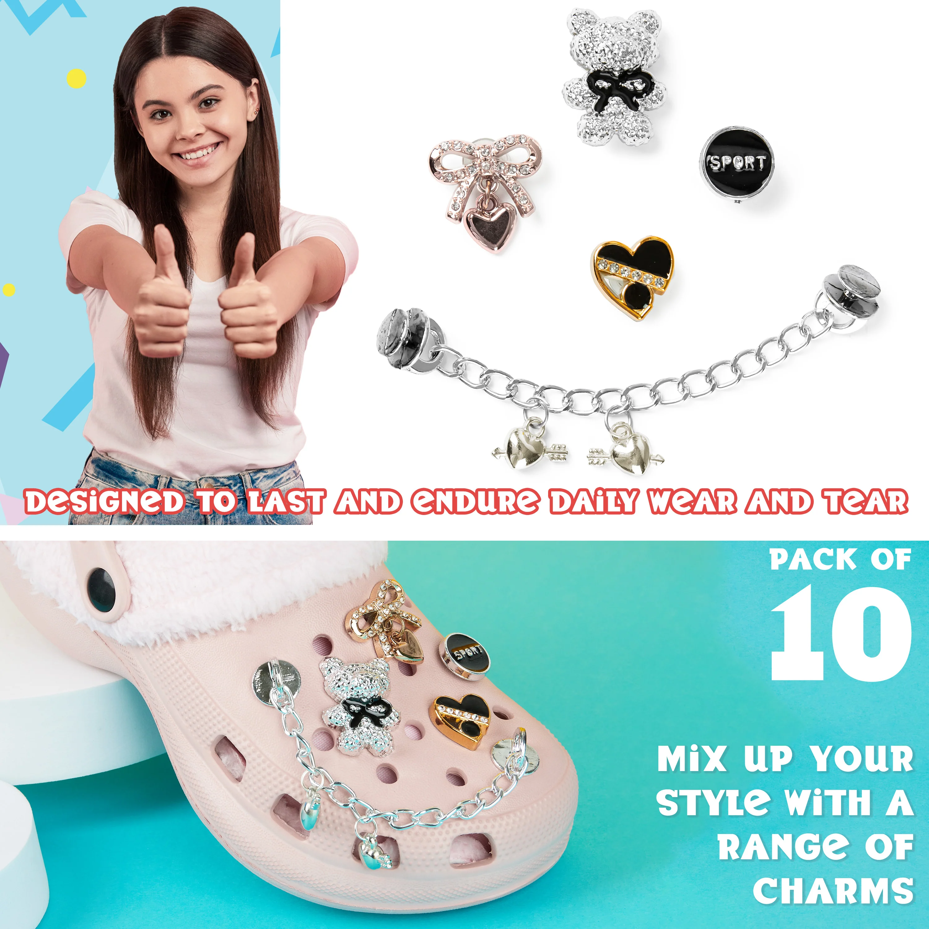 CityComfort Clog Charms, Mixed Shoe Decoration Charms Clog Chains Multipack - Image 6