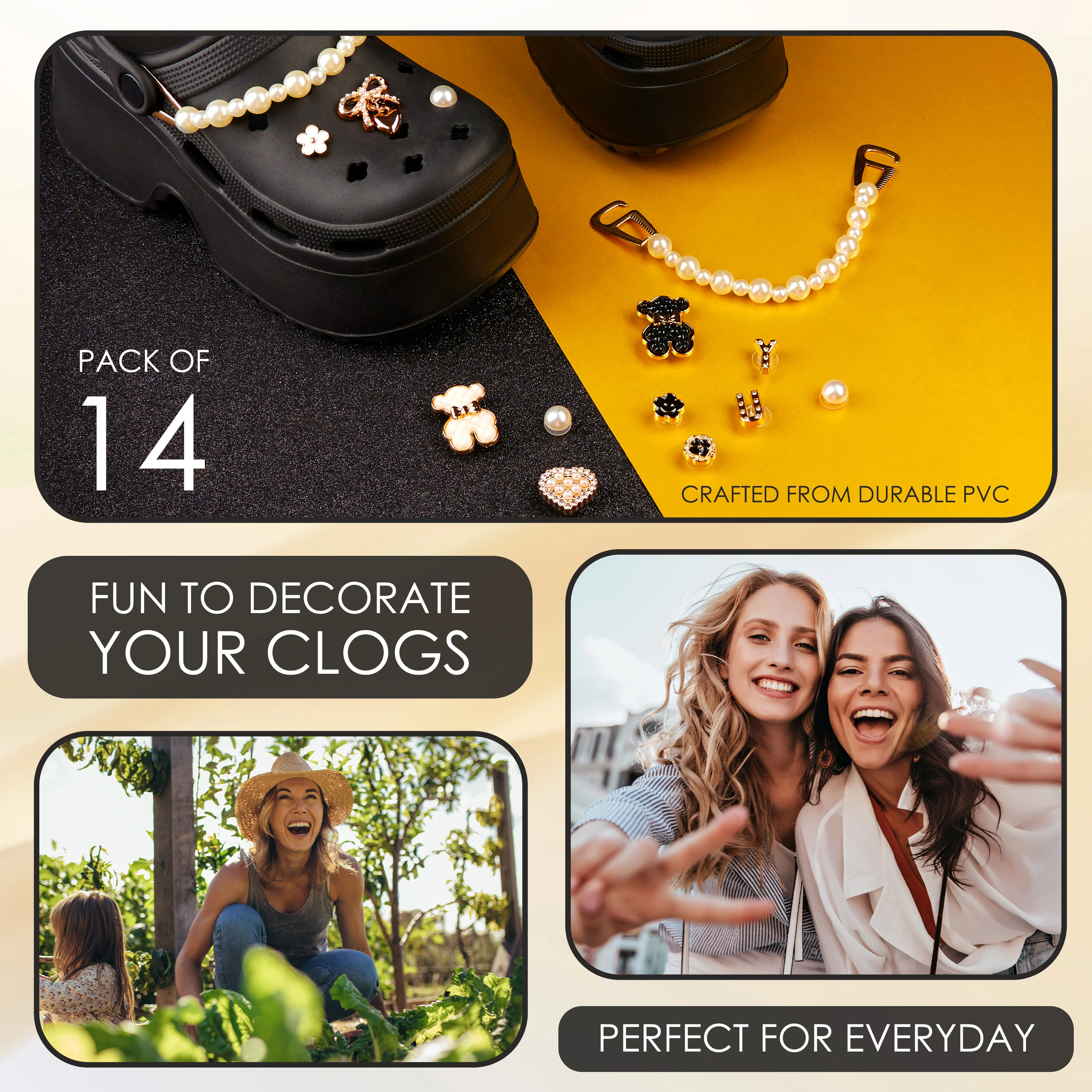 CityComfort Clog Charms, Mixed Shoe Decoration Charms - Gold/Multi - Image 5