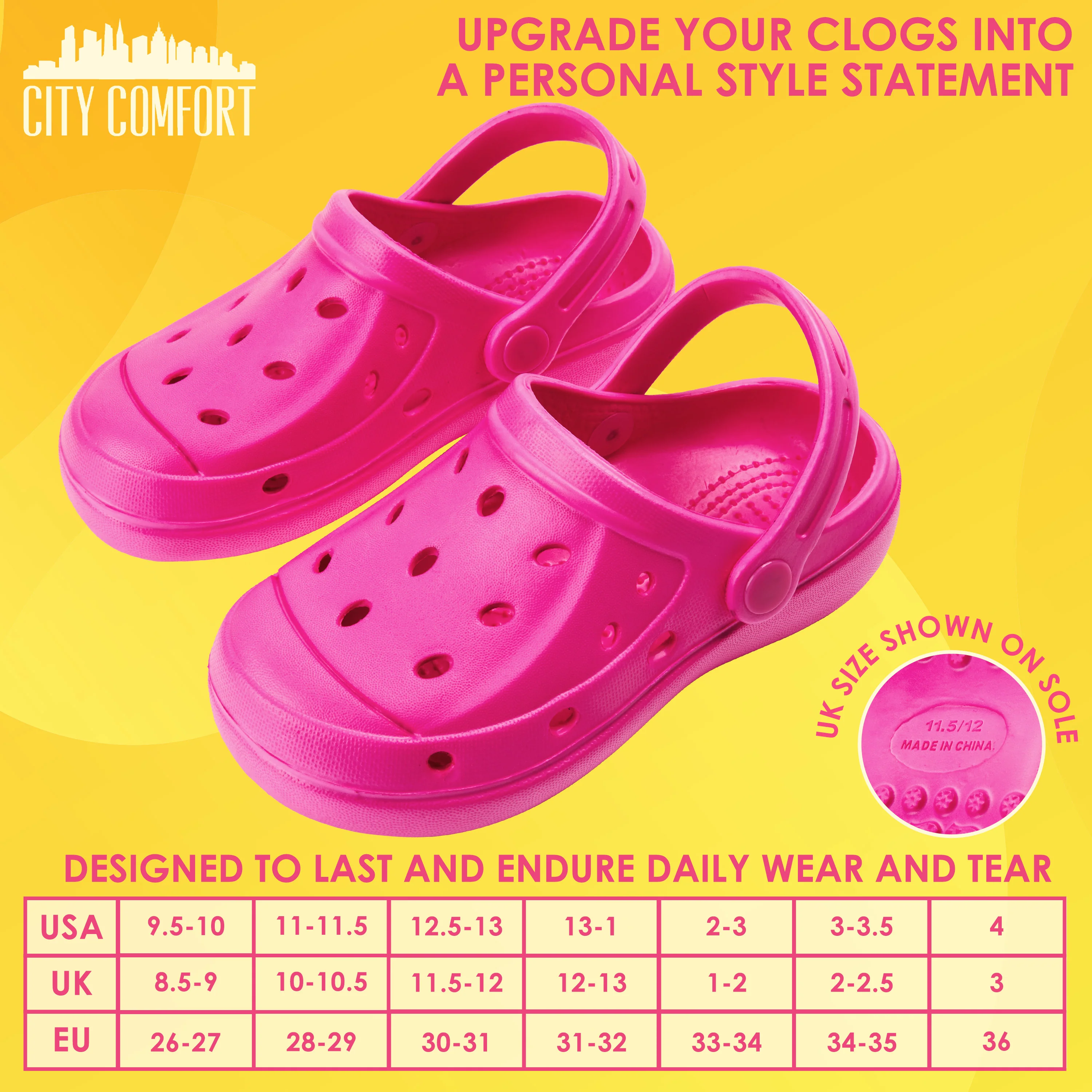 CityComfort Clogs for Girls Garden Shoes Tie Dye Summer Slip On with Strap for Beach Pool Indoor Outdoor Holiday Essentials - Image 12