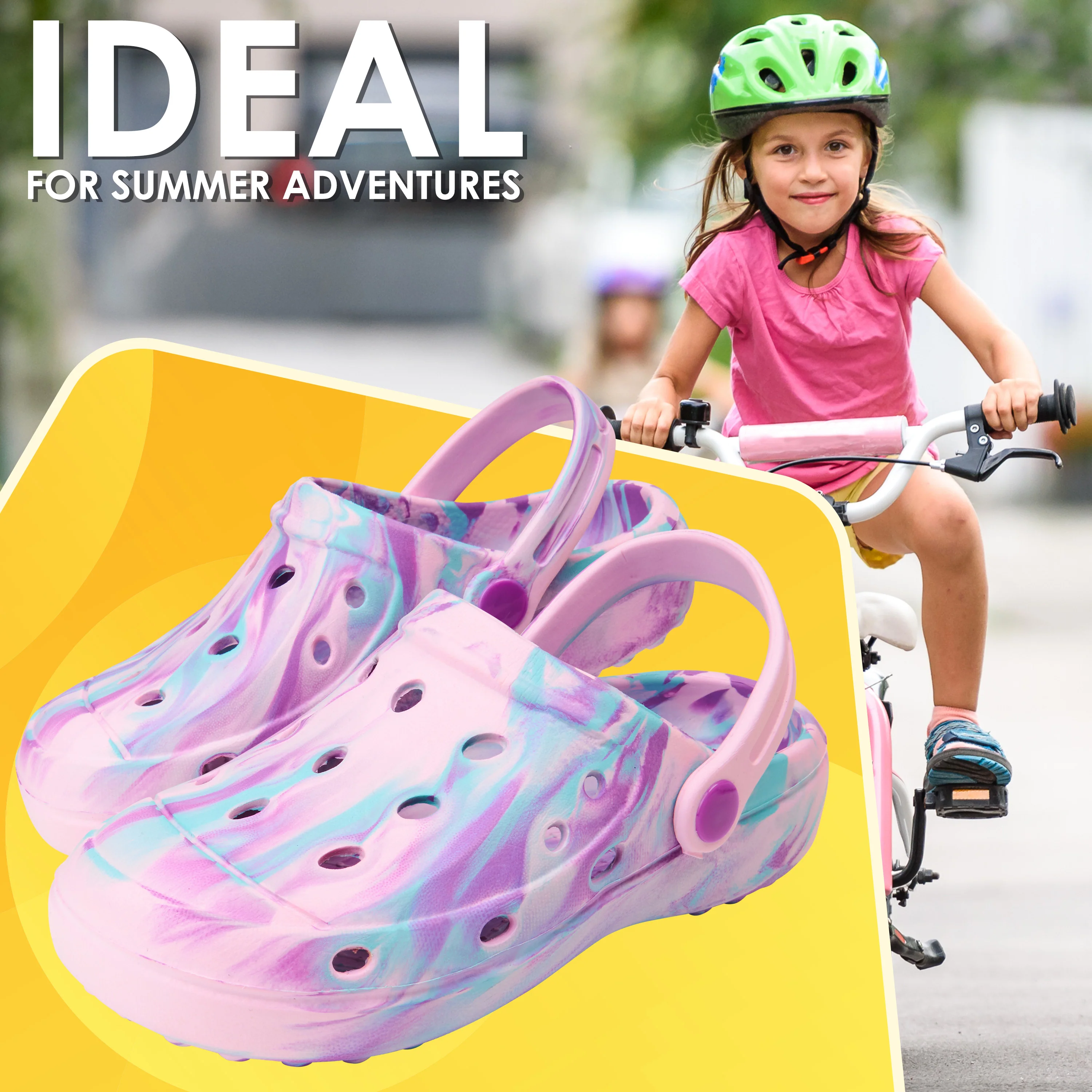 CityComfort Clogs for Girls Garden Shoes Tie Dye Summer Slip On with Strap for Beach Pool Indoor Outdoor Holiday Essentials - Image 14