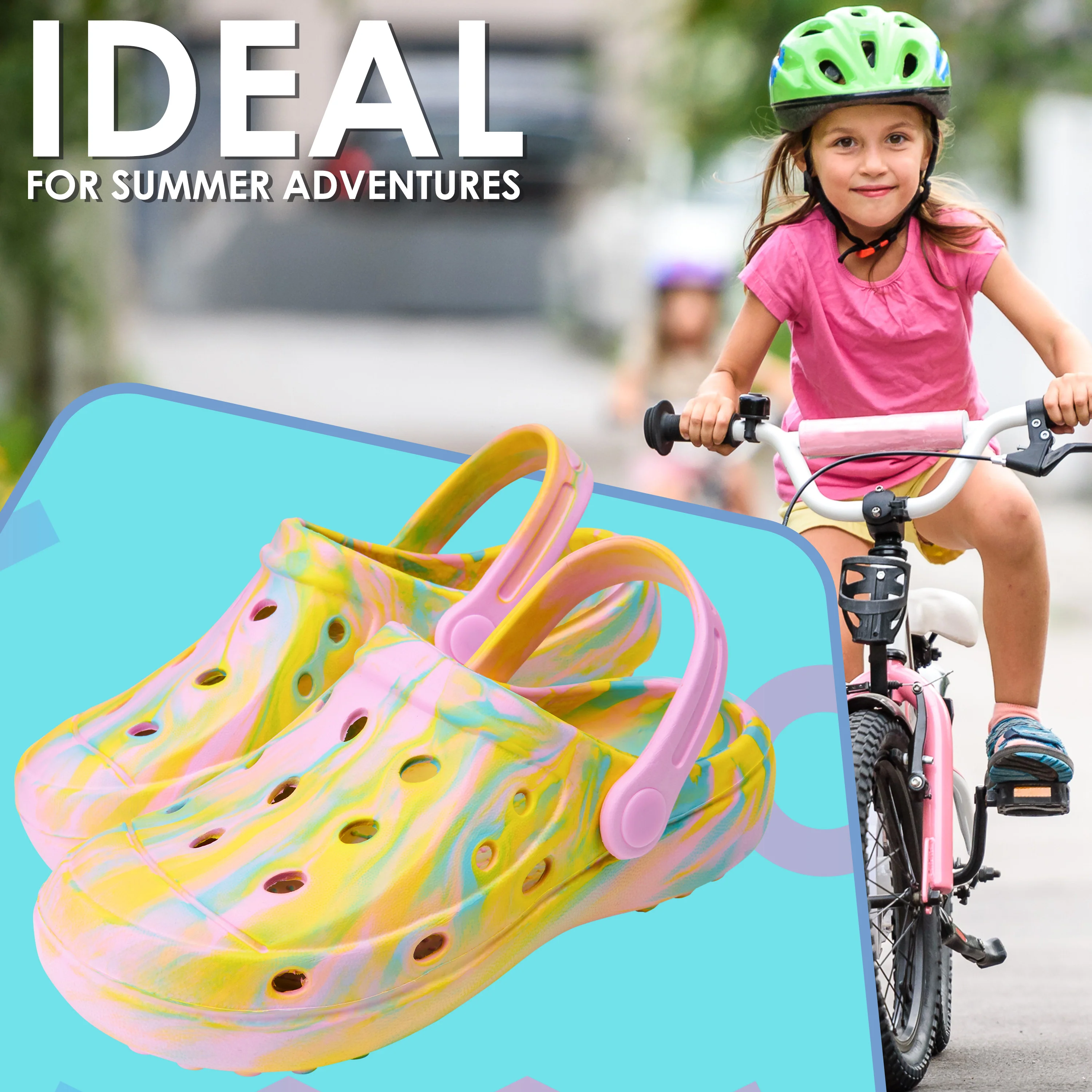 CityComfort Clogs for Girls Garden Shoes Tie Dye Summer Slip On with Strap for Beach Pool Indoor Outdoor Holiday Essentials - Image 2
