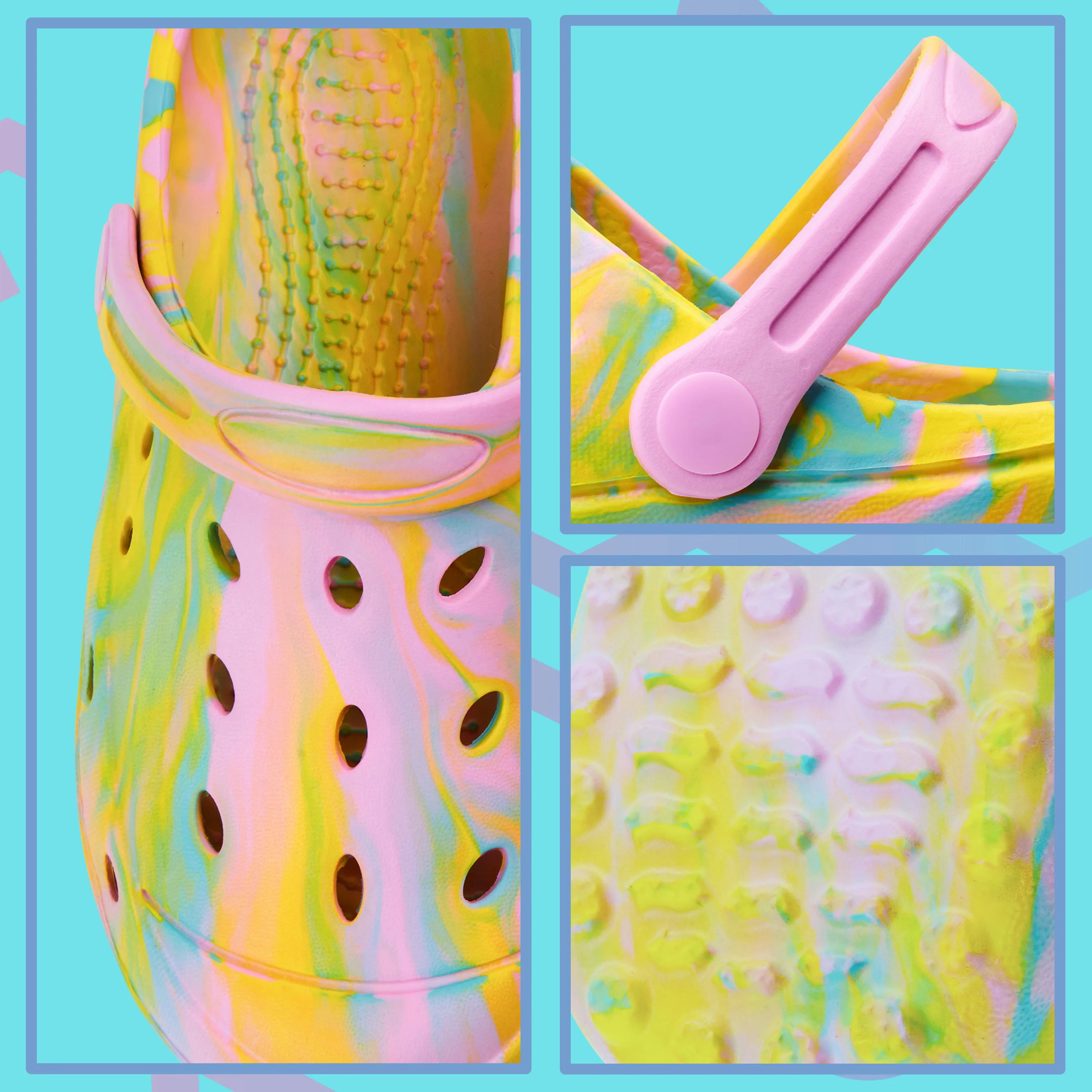 CityComfort Clogs for Girls Garden Shoes Tie Dye Summer Slip On with Strap for Beach Pool Indoor Outdoor Holiday Essentials - Image 4