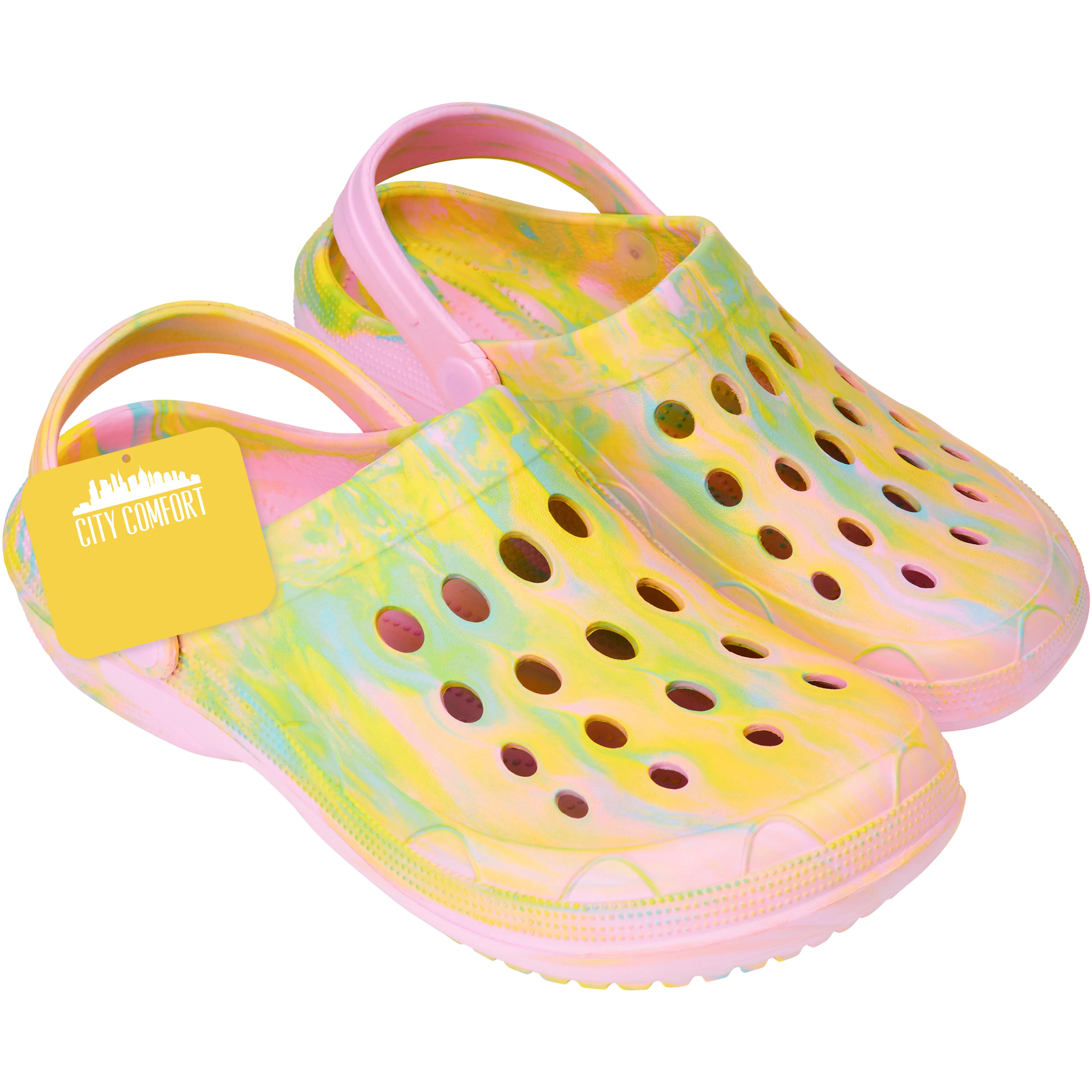 CityComfort Clogs for Women Garden Shoes Tie Dye Summer Slip On with Strap for Beach Pool Indoor Outdoor Holiday Essentials - Image 13