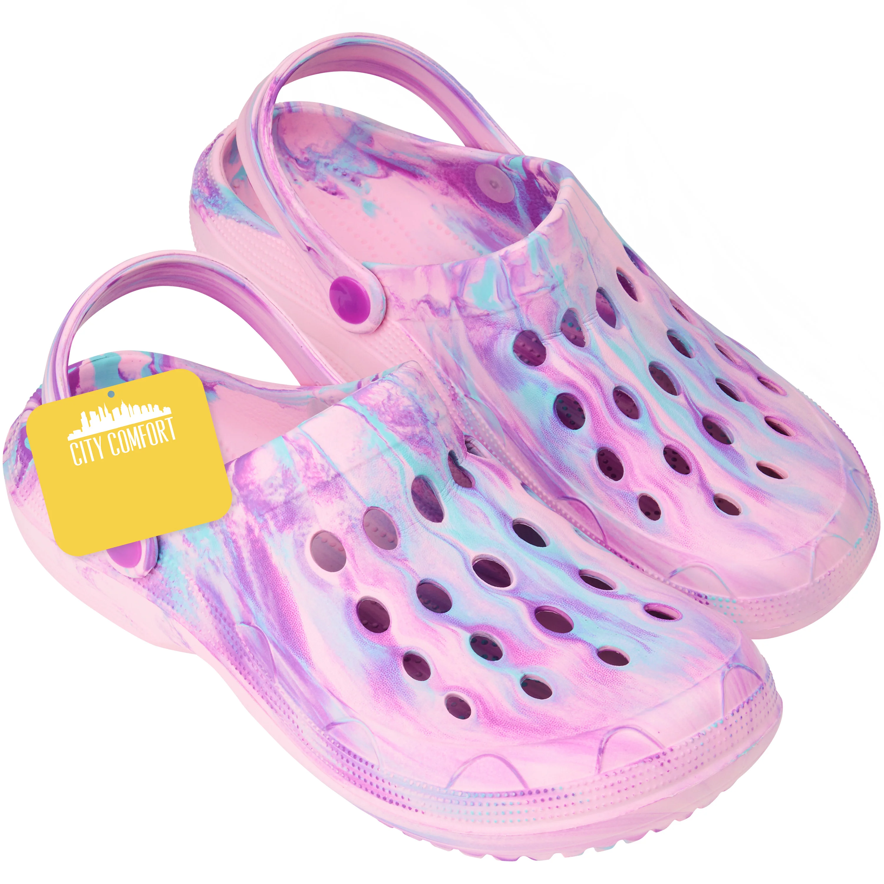 CityComfort Clogs for Women Garden Shoes Tie Dye Summer Slip On with Strap for Beach Pool Indoor Outdoor Holiday Essentials - Image 7
