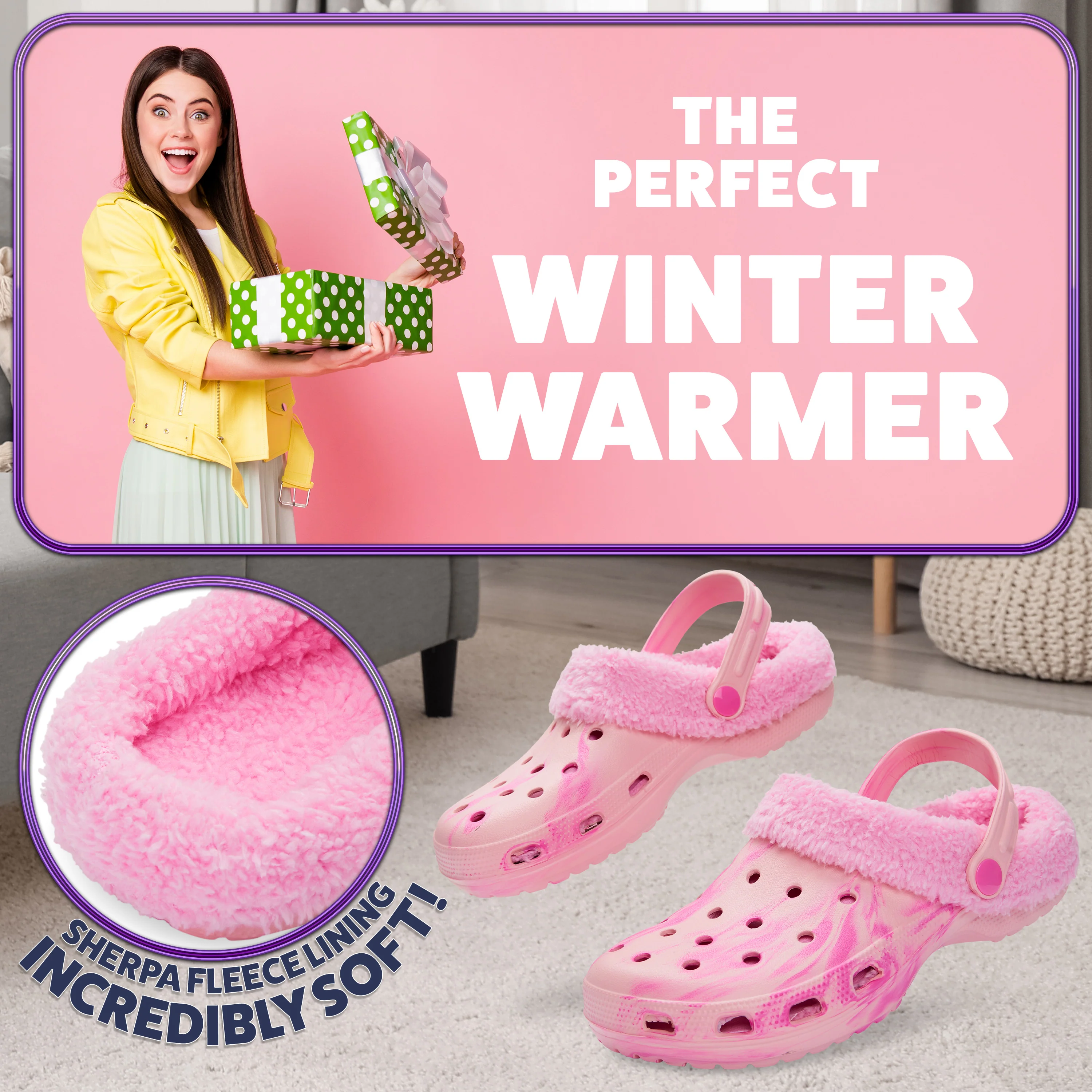 CityComfort Clogs Women Teens Winter Classic Fleece Lined House Shoes - Image 14