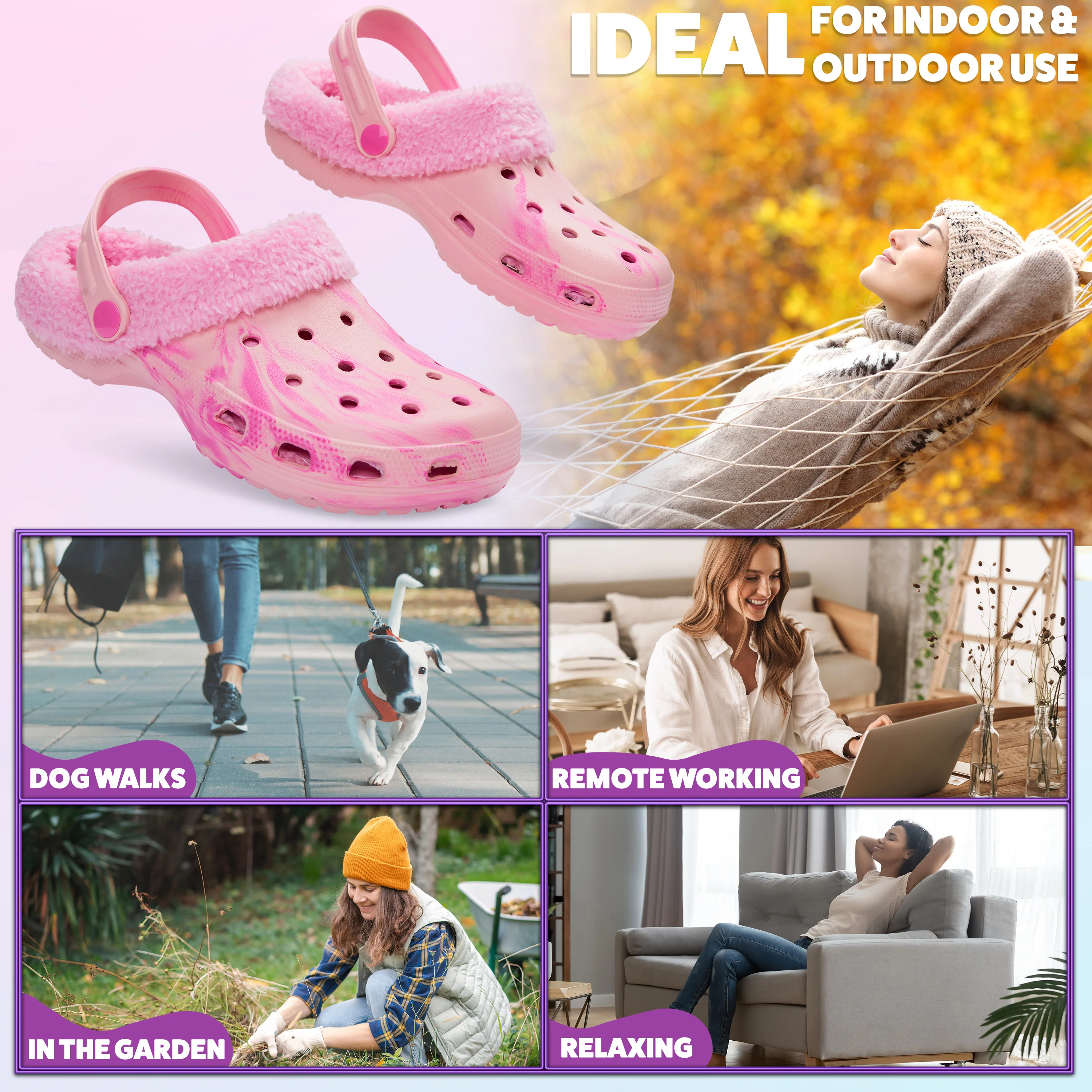 CityComfort Clogs Women Teens Winter Classic Fleece Lined House Shoes - Image 17