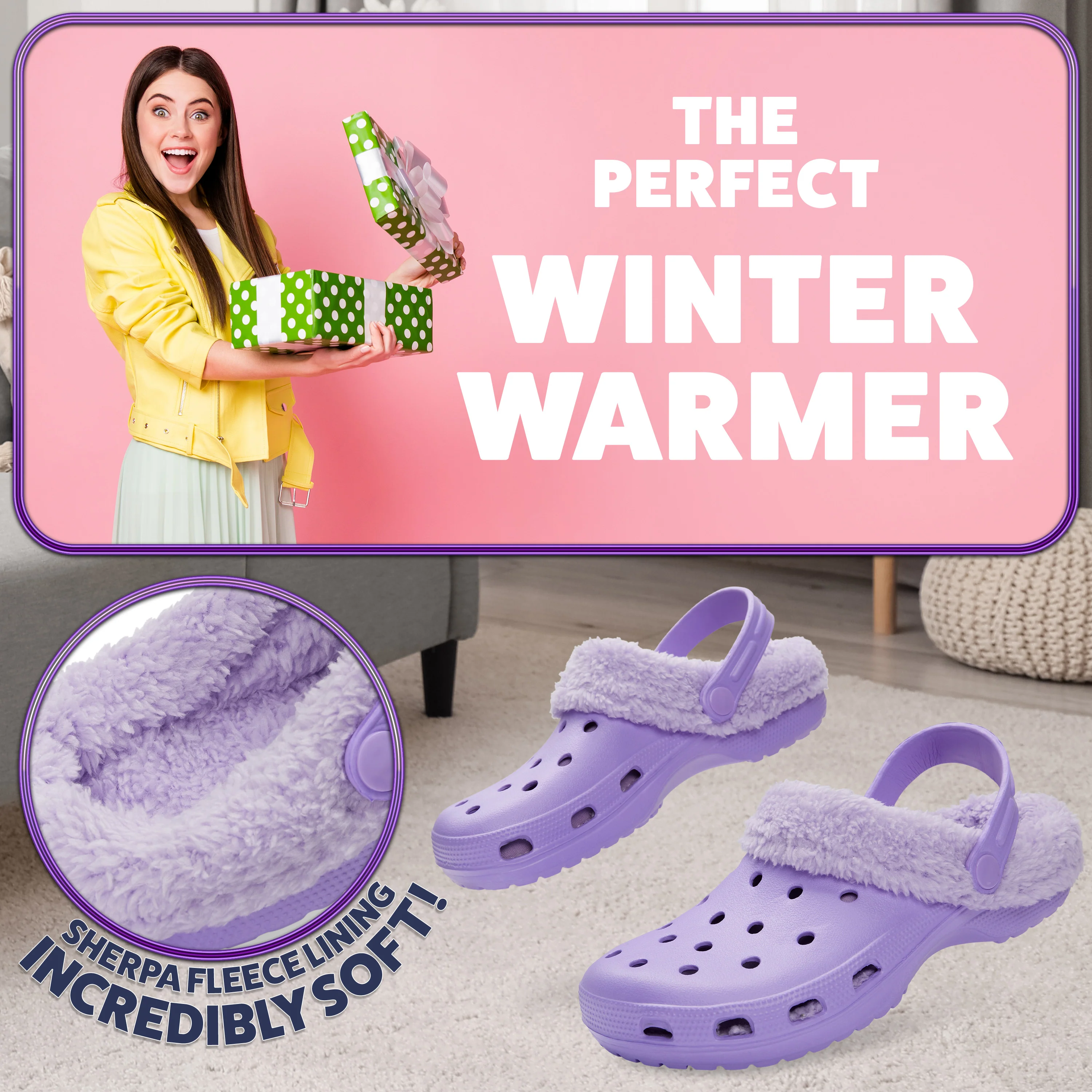 CityComfort Clogs Women Teens Winter Classic Fleece Lined House Shoes - Image 24