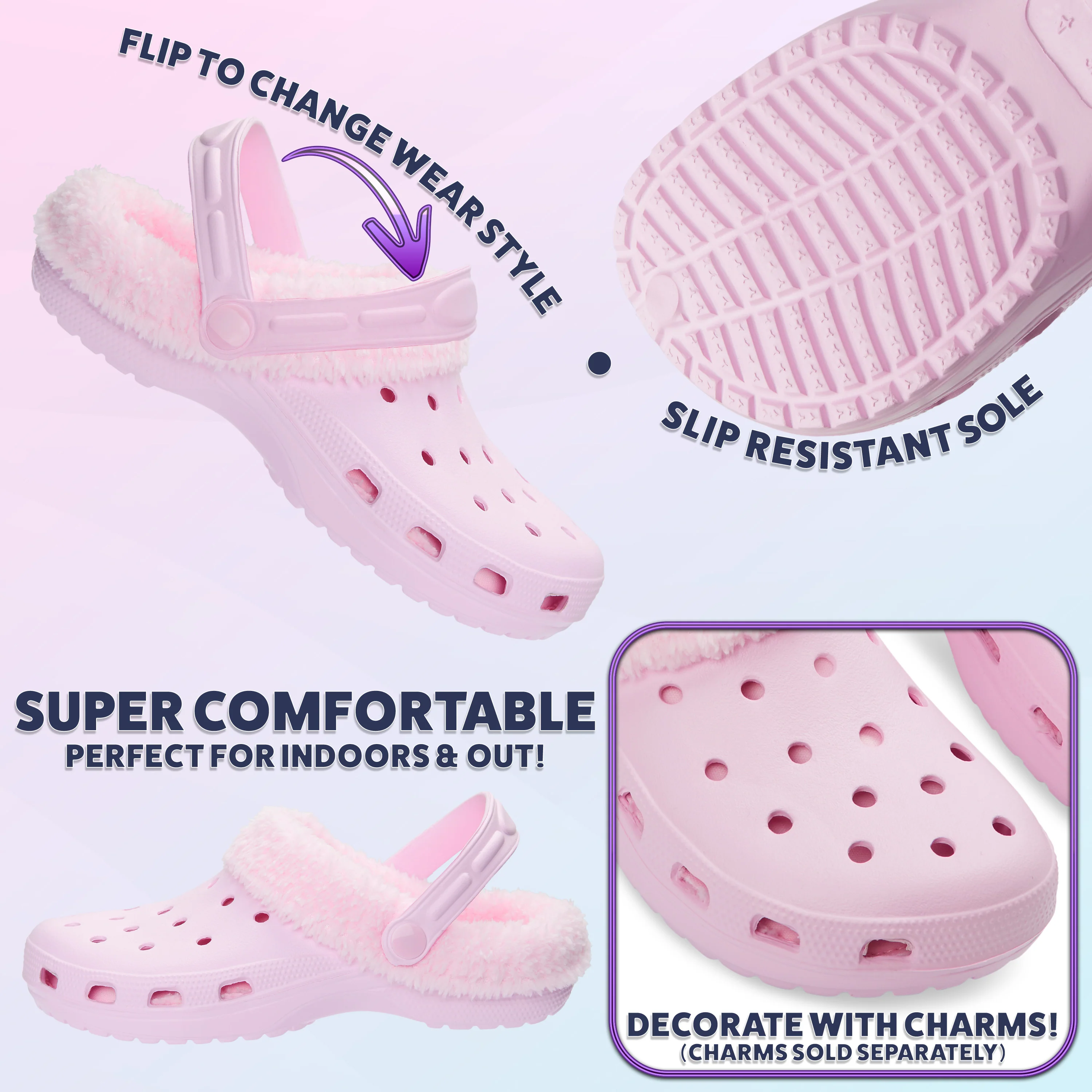 CityComfort Clogs Women Teens Winter Classic Fleece Lined House Shoes - Image 4