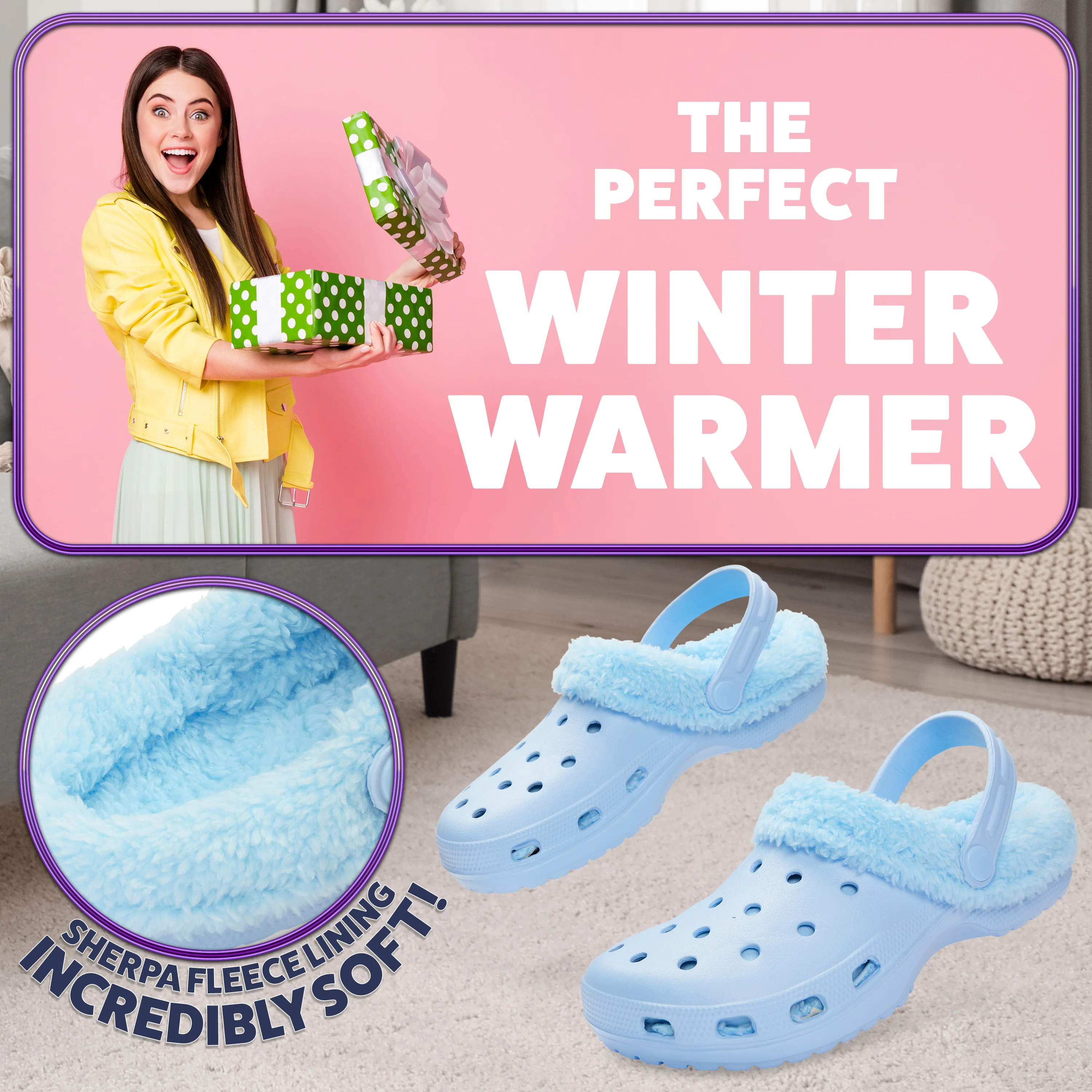 CityComfort Clogs Women Teens Winter Classic Fleece Lined House Shoes - Image 9