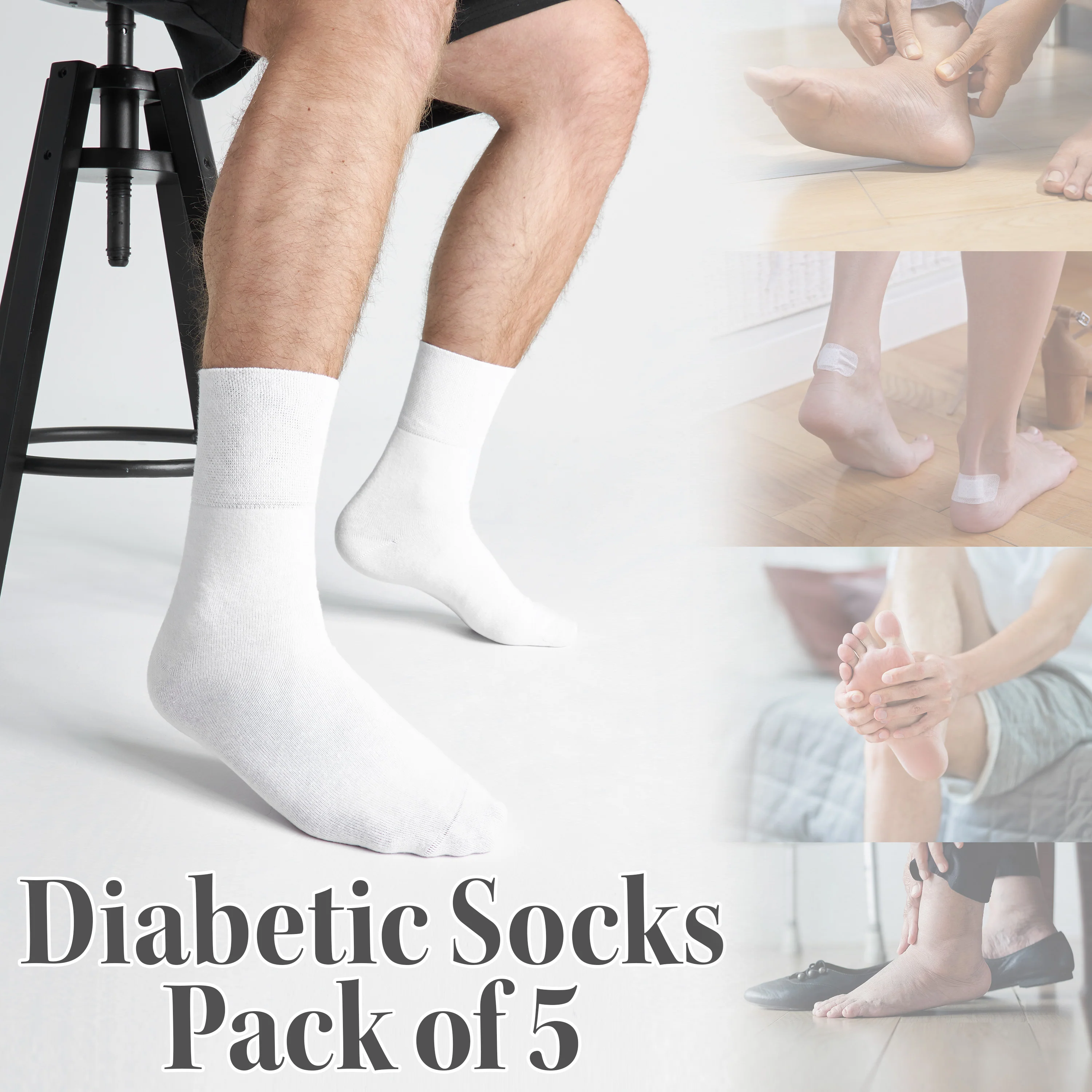 CityComfort Diabetic Socks for Men, 5 Pack Gentle Grip Soft Top Socks - Image 2