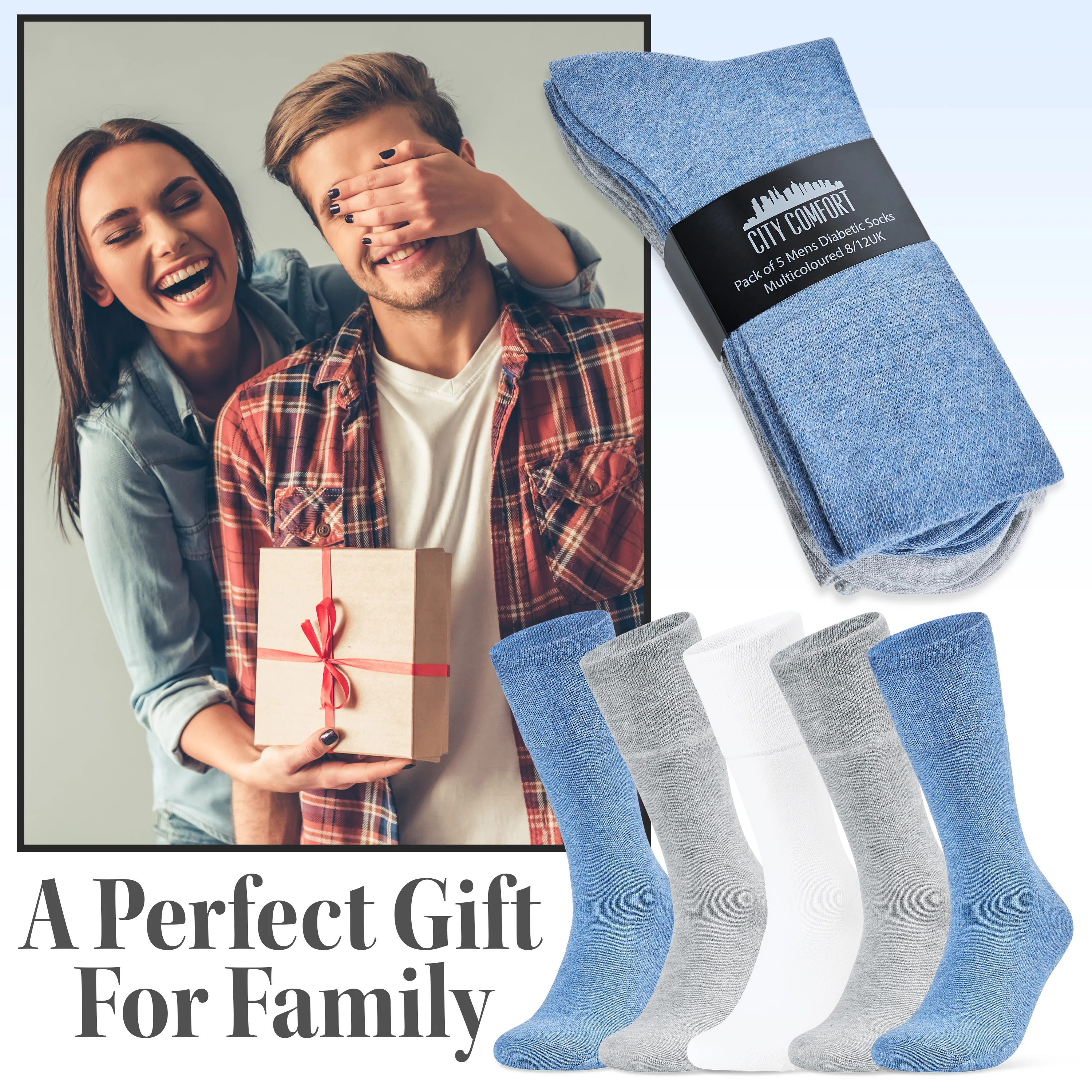 CityComfort Diabetic Socks for Men, 5 Pack Gentle Grip Soft Top Socks - Image 5