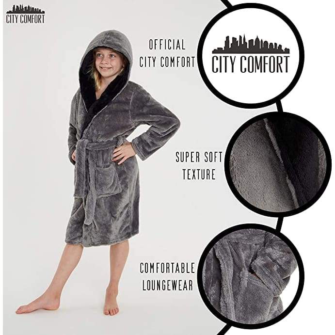 CityComfort Dressing Gown Boys, Kids Fleece Hooded Dressing Gown - Image 3