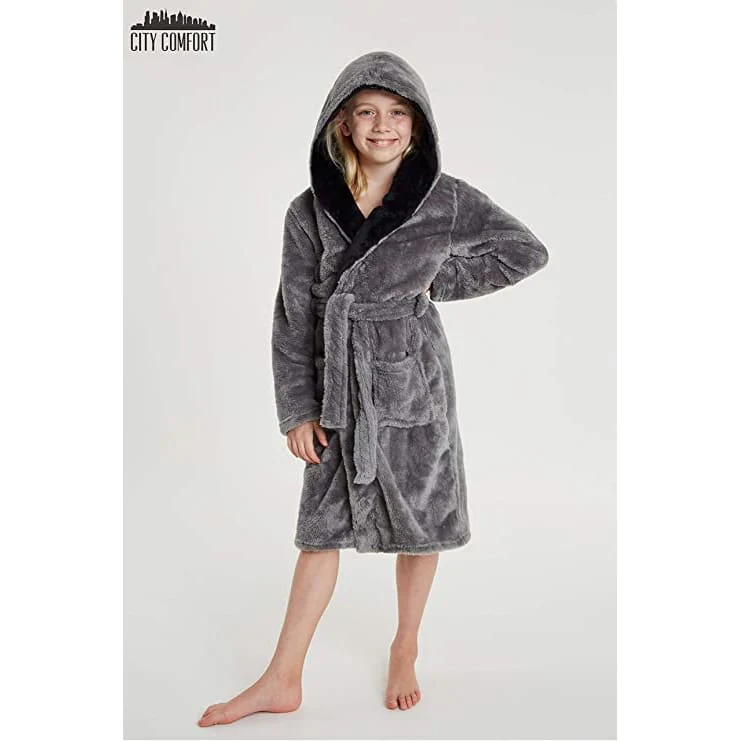 CityComfort Dressing Gown Boys, Kids Fleece Hooded Dressing Gown - Image 5