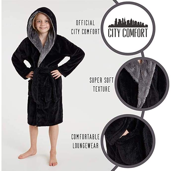 CityComfort Dressing Gown Boys, Kids Fleece Hooded Dressing Gown - Image 8