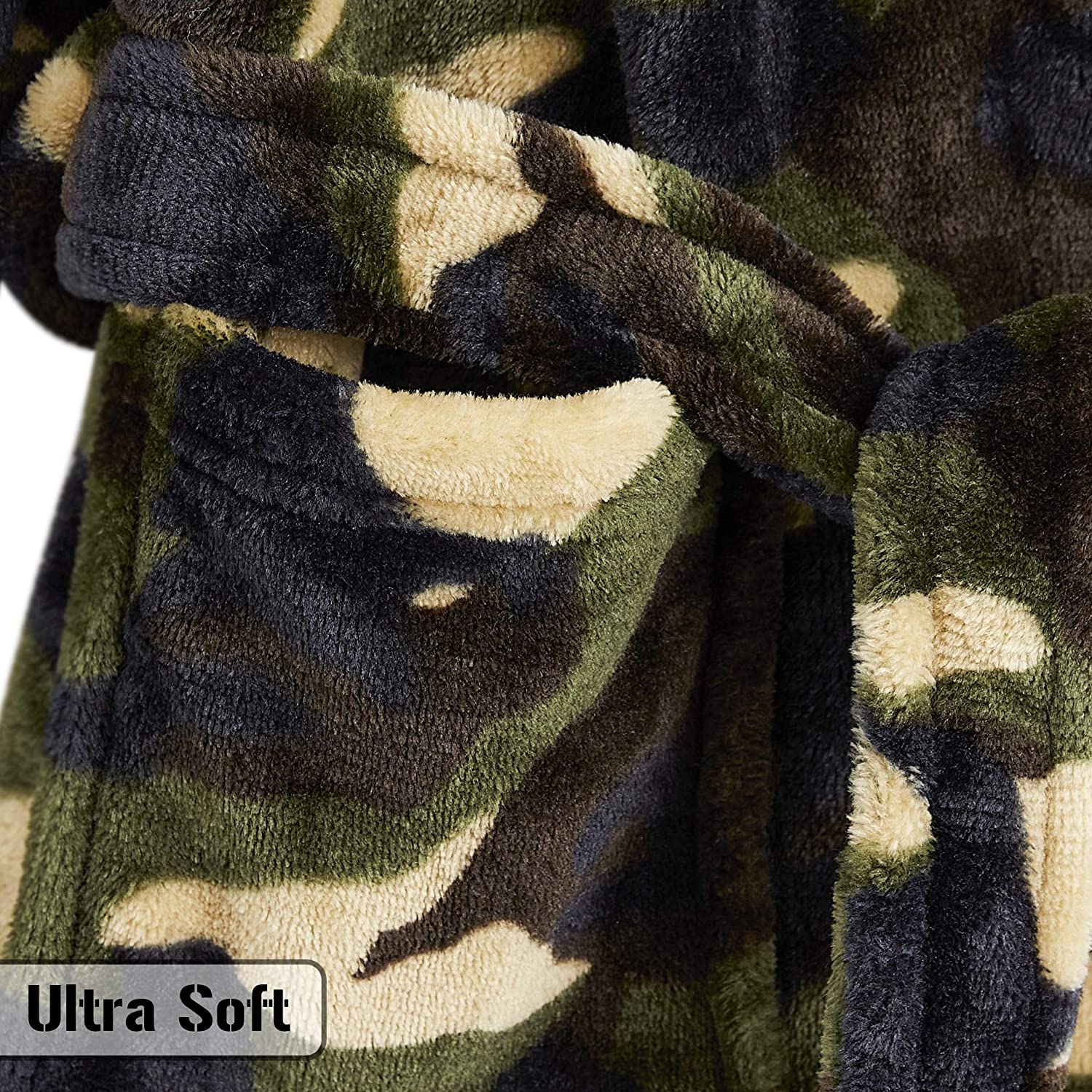 CityComfort Dressing Gown,Camo Fleece Robes with Hoodie and Pockets,for Kids - Image 11