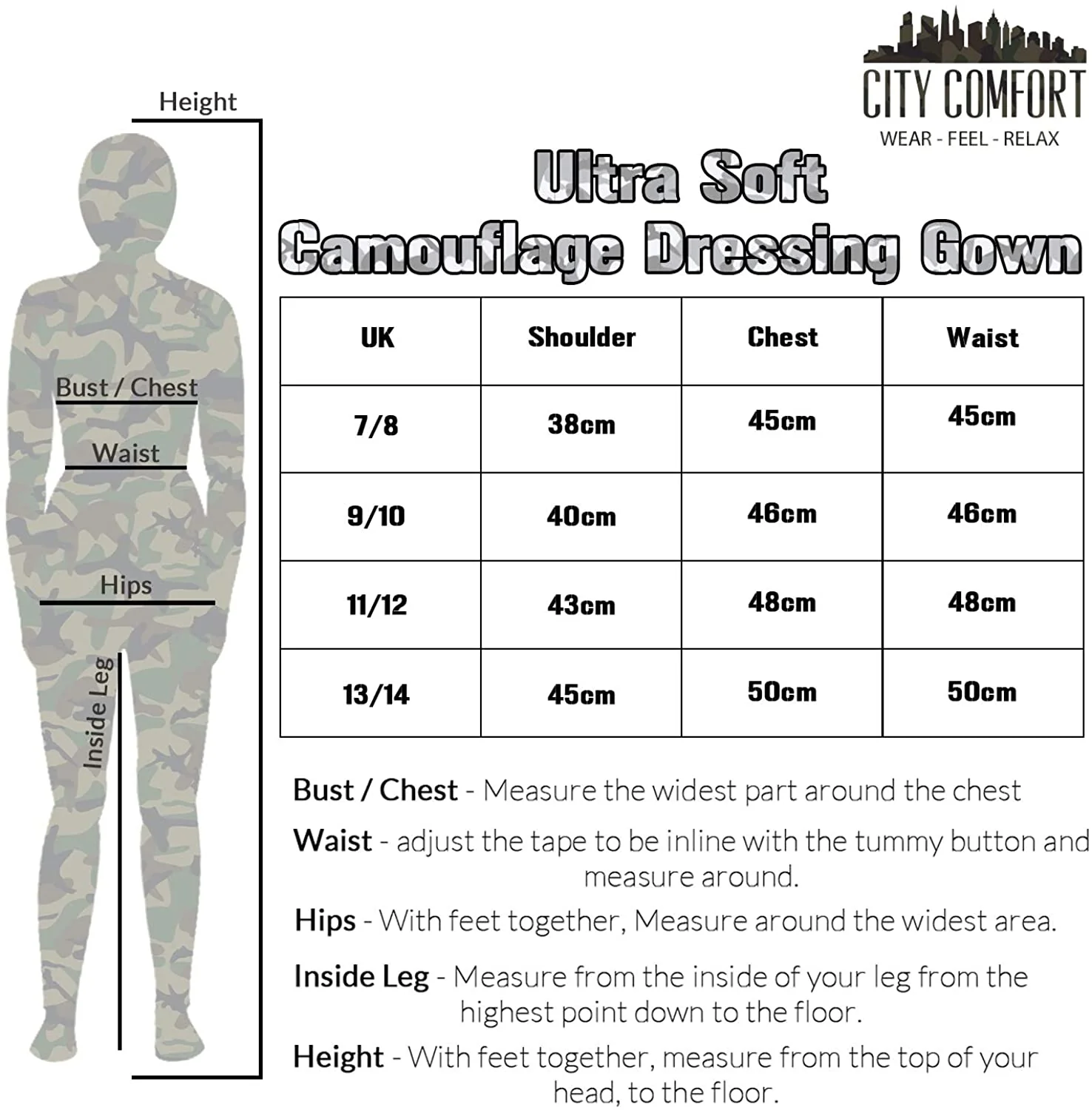CityComfort Dressing Gown,Camo Fleece Robes with Hoodie and Pockets,for Kids - Image 7