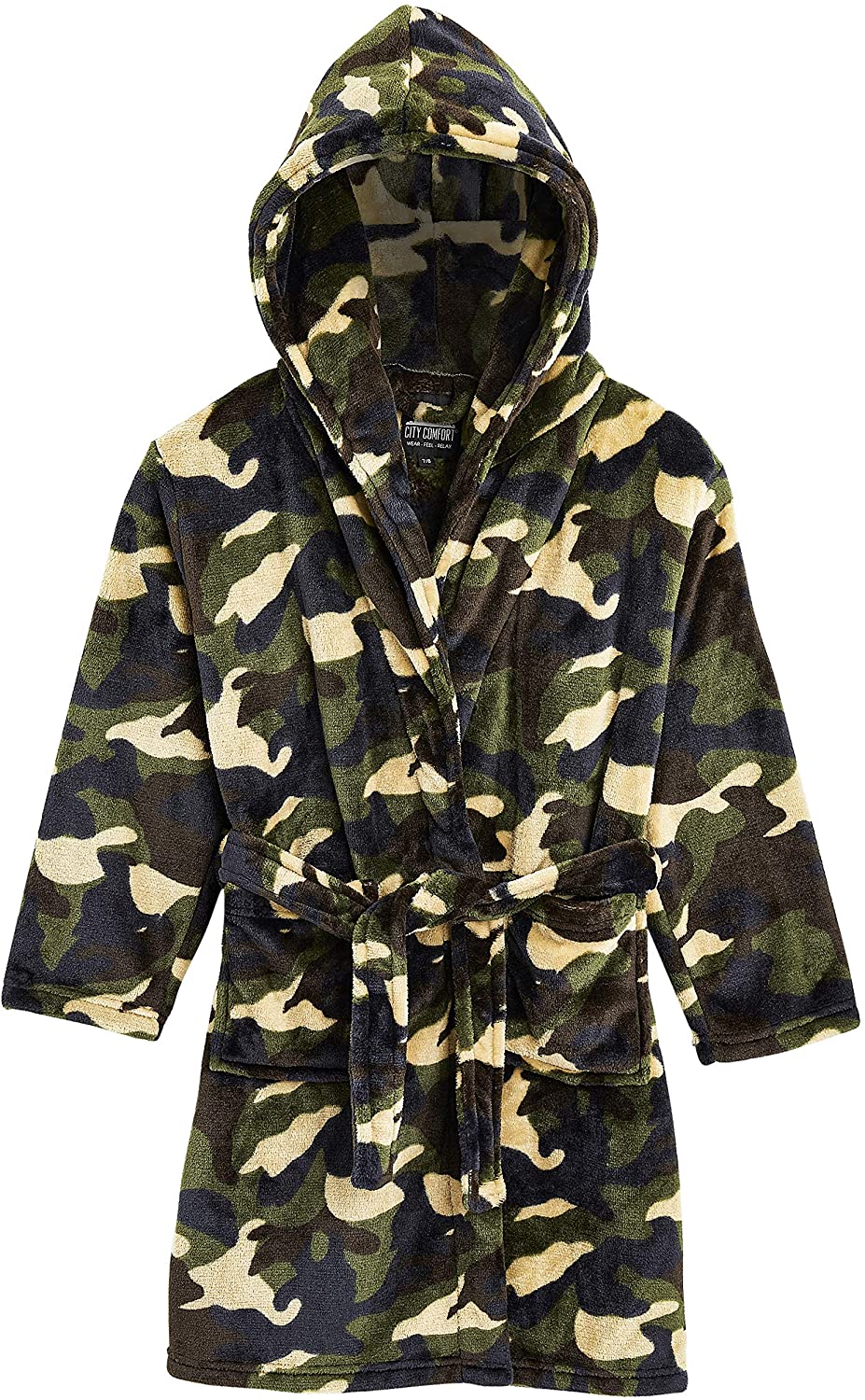 CityComfort Dressing Gown,Camo Fleece Robes with Hoodie and Pockets,for Kids - Image 8