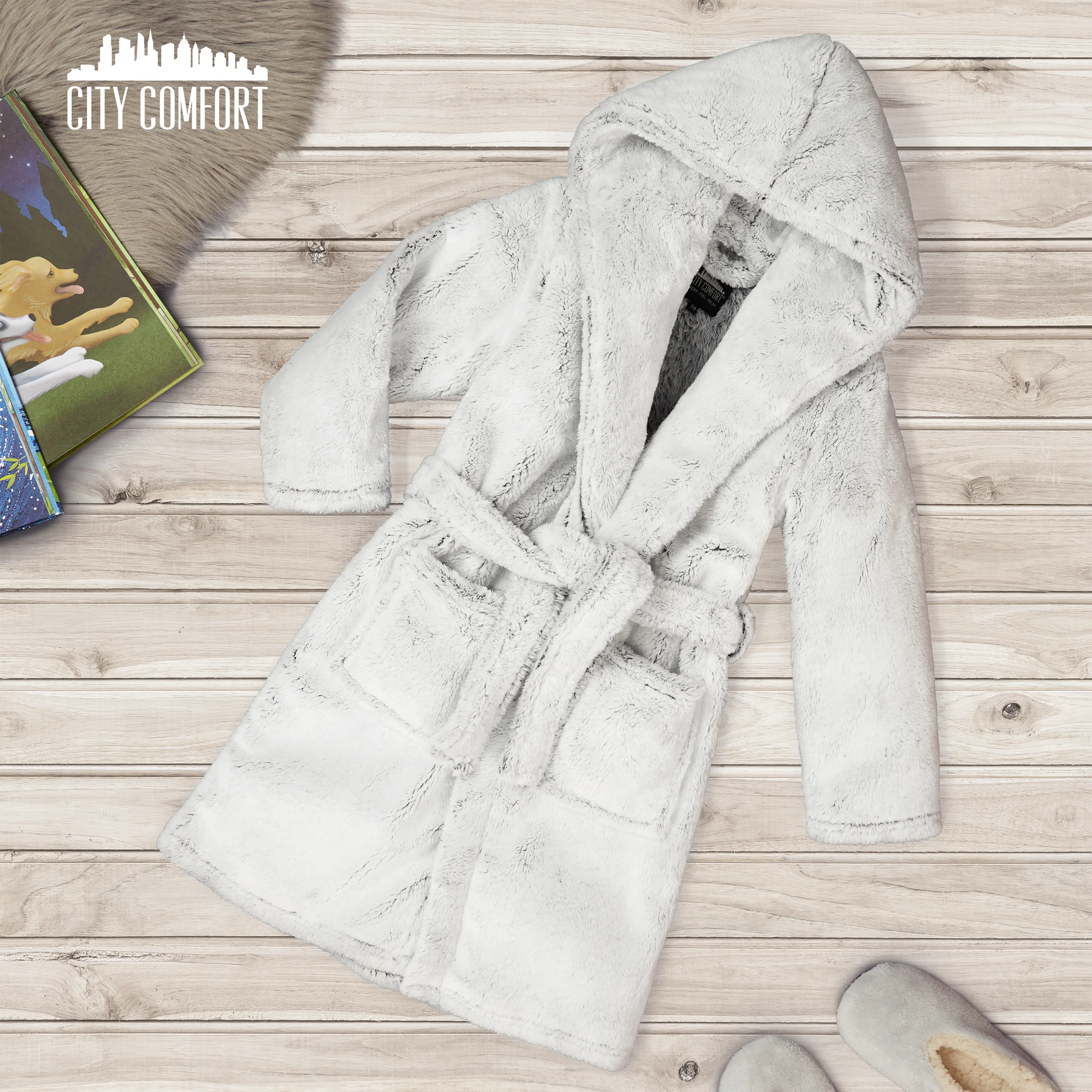CityComfort Dressing Gown for Kids, Hooded Super Soft Kids Dressing Gowns - Image 2