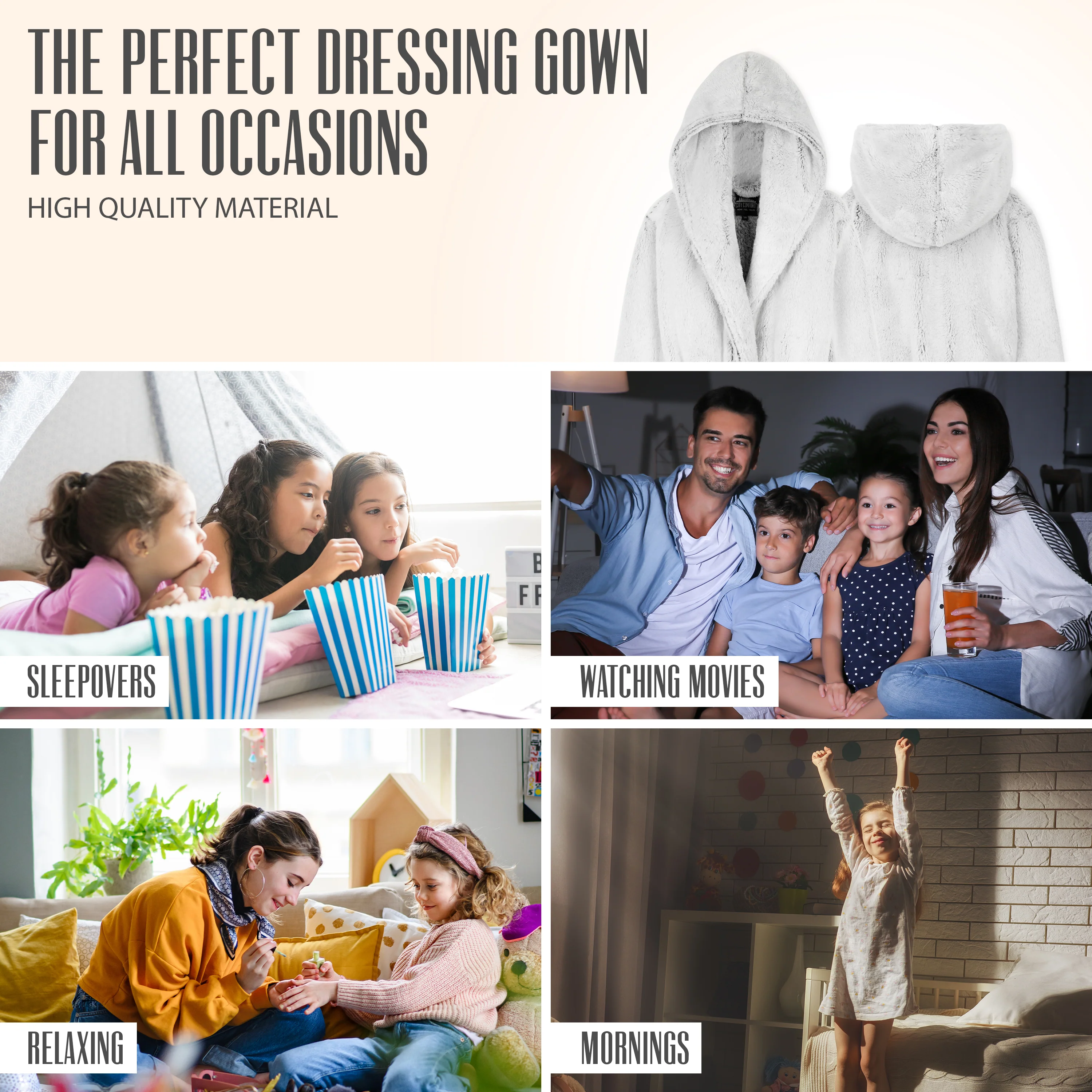 CityComfort Dressing Gown for Kids, Hooded Super Soft Kids Dressing Gowns - Image 5